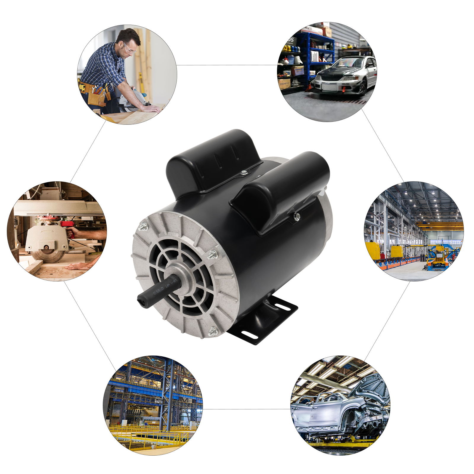 Wuzstar 3 HP Air Compressor Electric Motor for Air Compressor General Equipment, 3450 RPM 60 Hz