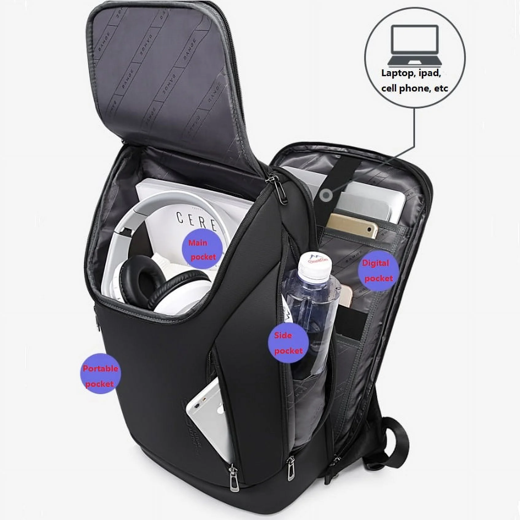 BANGE New Men's Business Smart Backpack Waterproof Fit 15.6