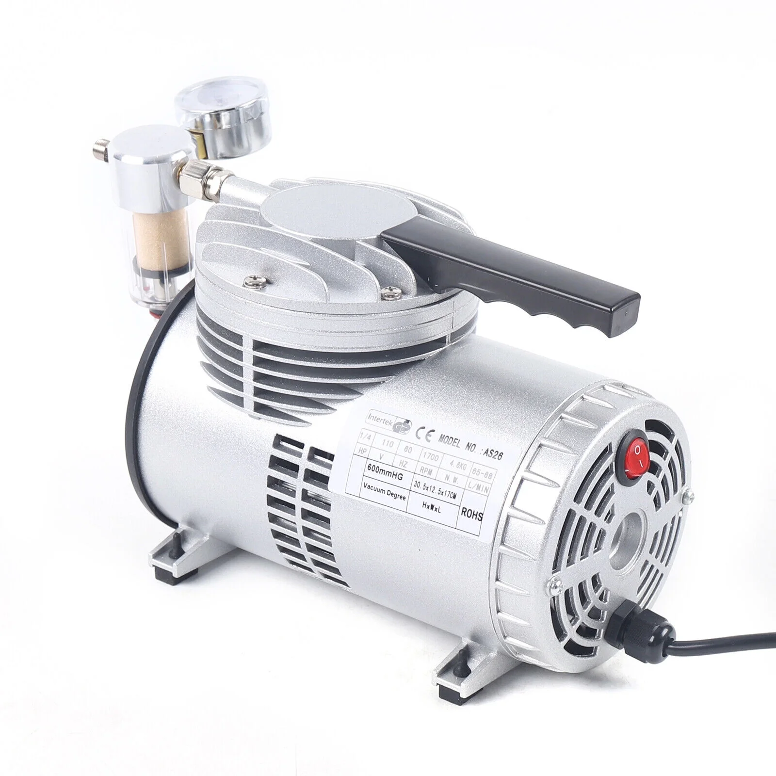 Miumaeov 1/6HP Oilless Diaphragm Vacuum Pump Small Oil Free Vacuum Gauge Suction Pump Automotive Vacuum Suction Pump Refrigerant Air Tool