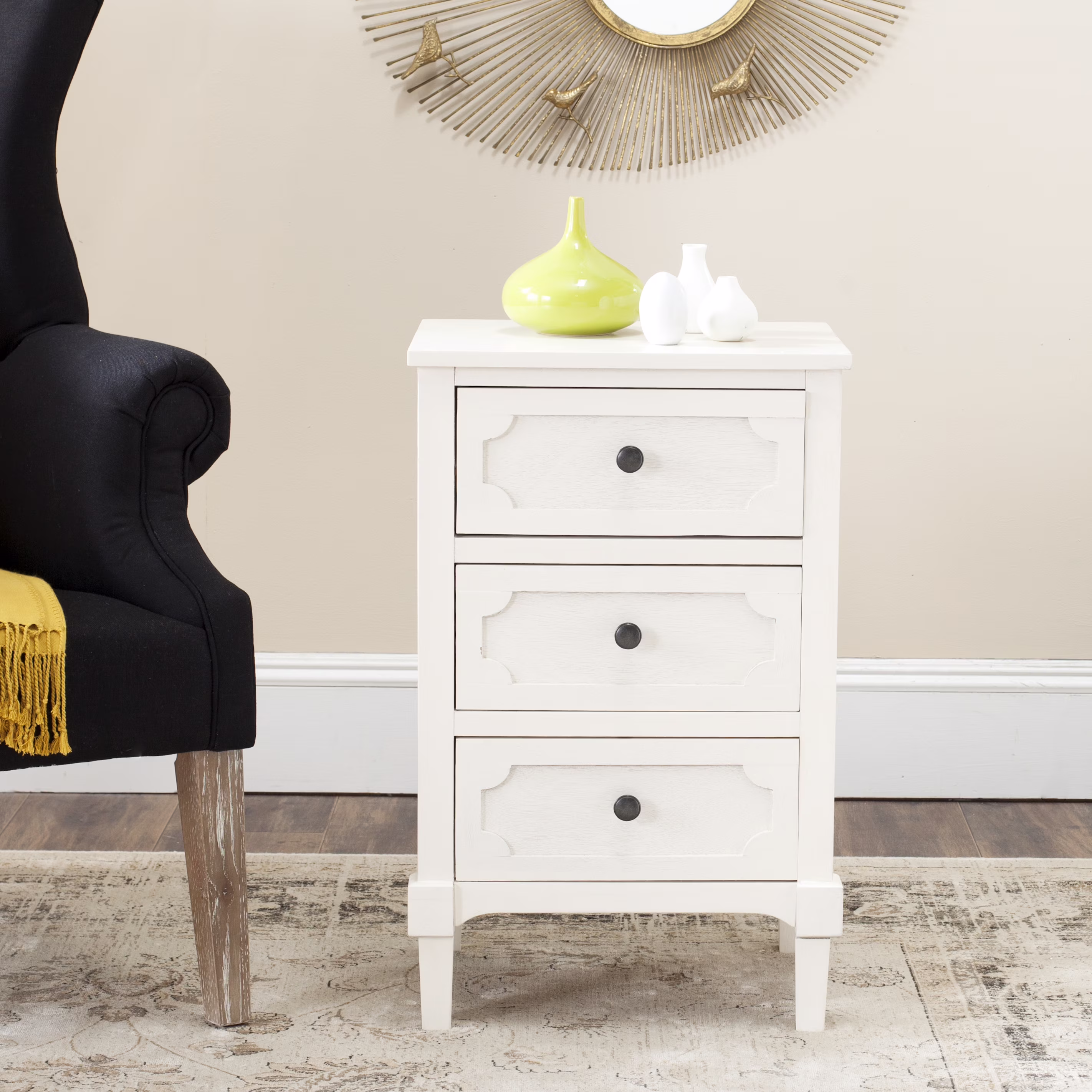 SAFAVIEH Rosaleen Solid Casual Three Drawer Side Chest, White