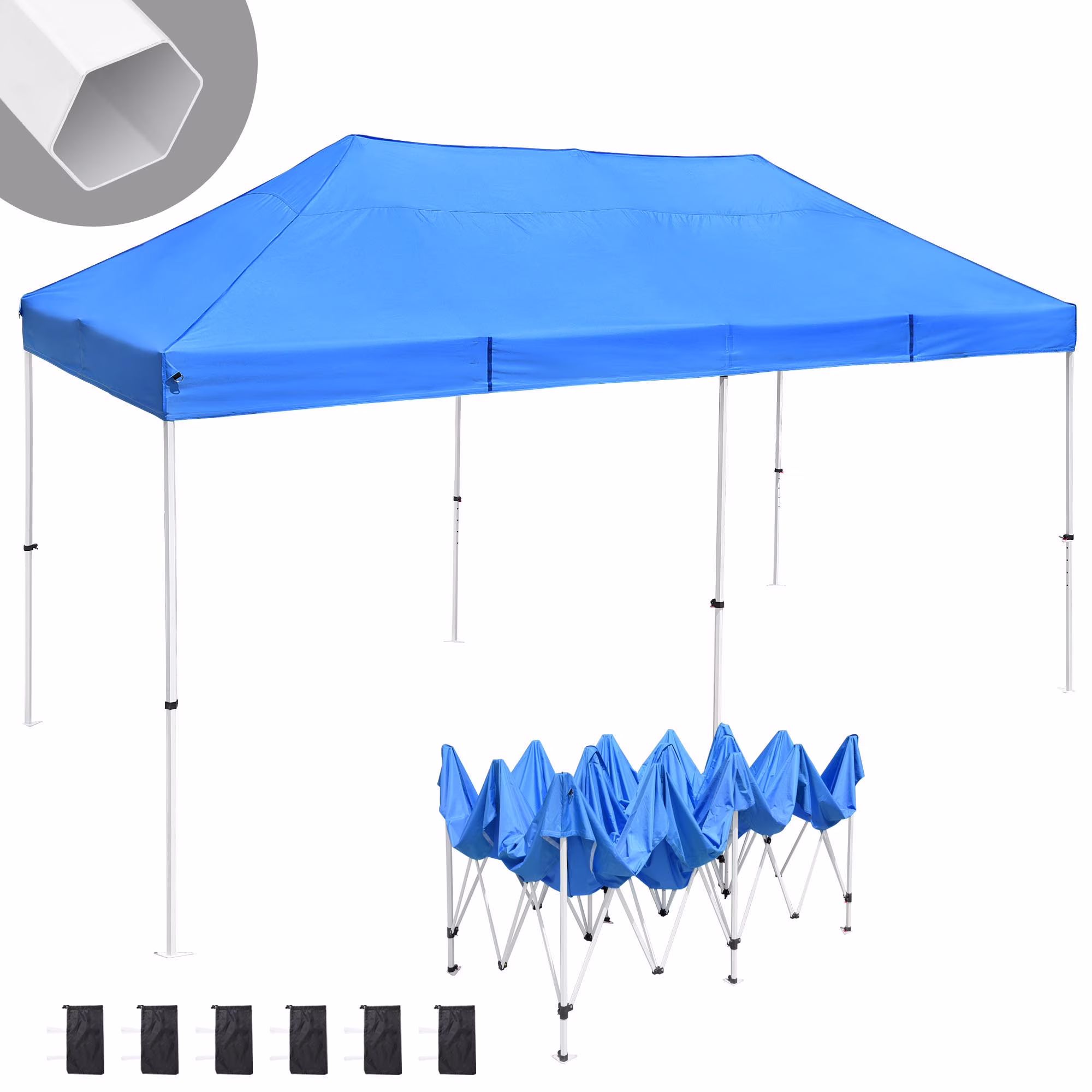 InstaHibit 10x20 ft Pop Up Canopy CPAI-84 Commercial Outdoor Trade Fair Party Tent Blue