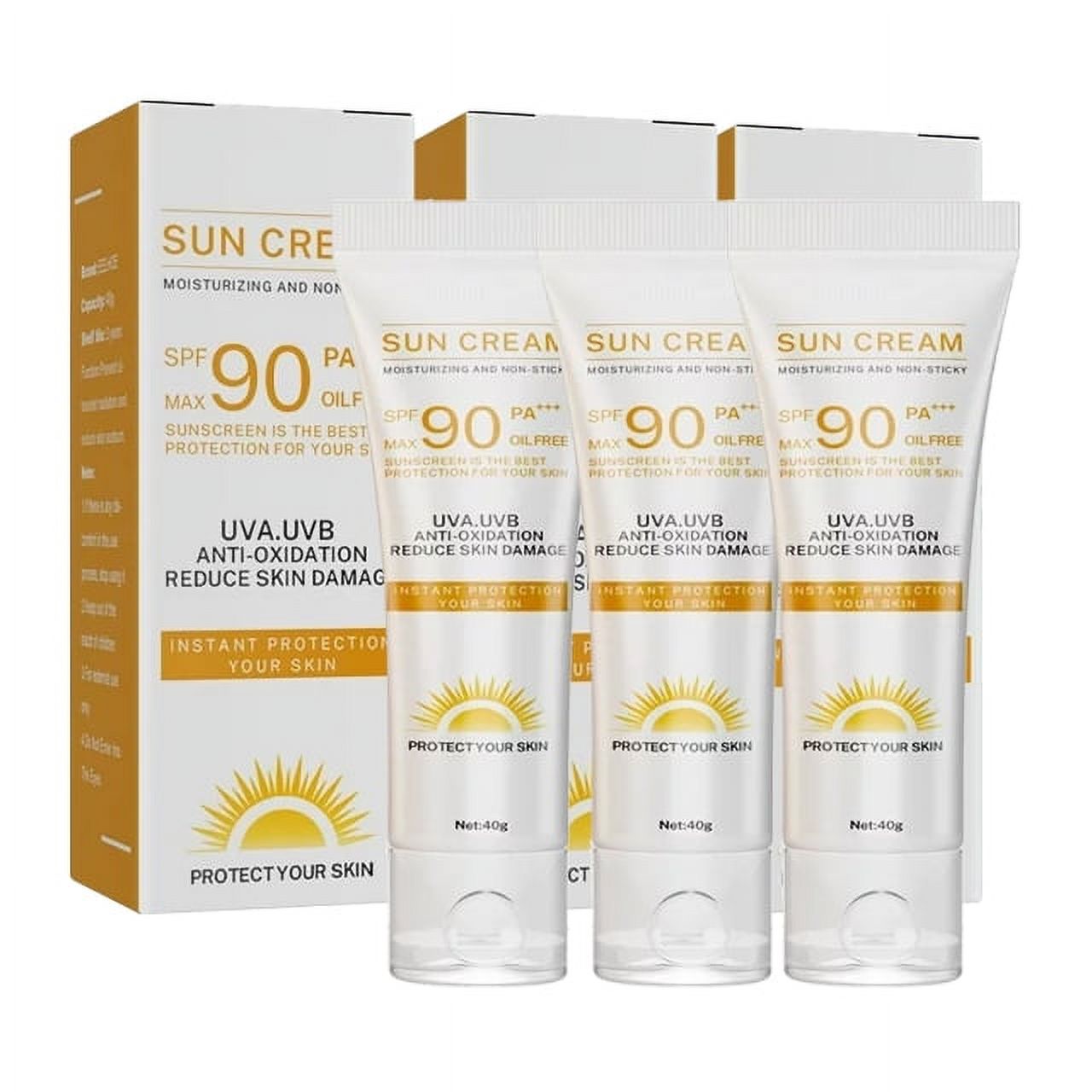 Daily Moisturizer with SPF Tinted Face Sunscreen with Hyaluronic Acid, SPF 90PA+++Face Sunscreen, Non greasy 3PCS