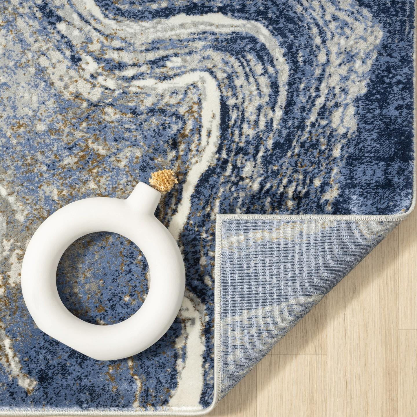 Luxe Weavers Marble Collection Blue 8x10 Artistic Abstract Area Rug