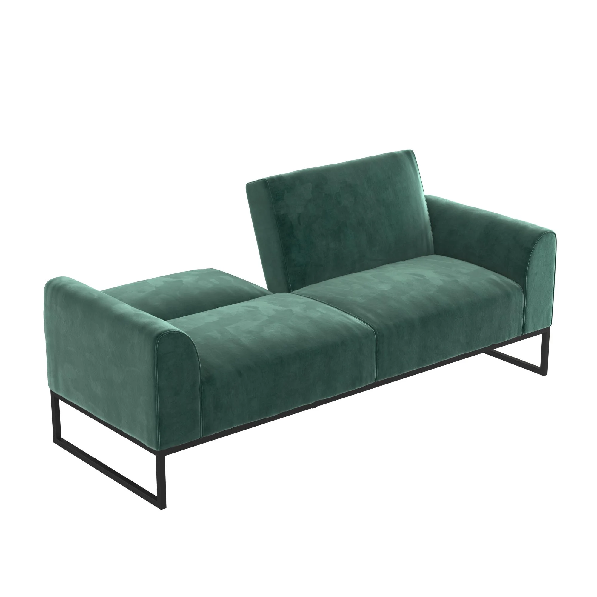 CosmoLiving Adley Coil Futon, Medium Teal Velvet with Black Metal Base