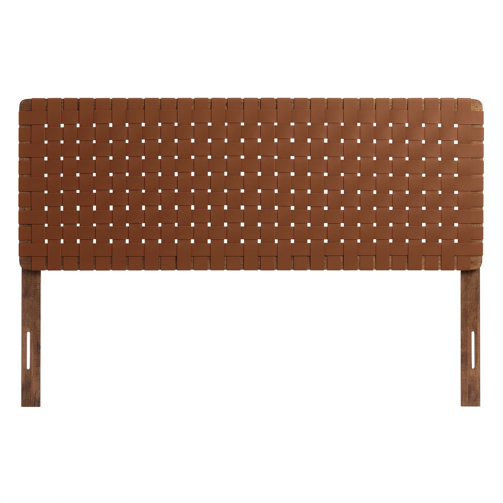 Modway Sparta Weave Queen Vegan Leather Headboard in Walnut Brown