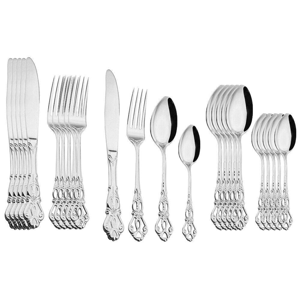 24pcs Cutlery Set Gold Dinnerware Spoon Dinner Silverware Tableware Gifts