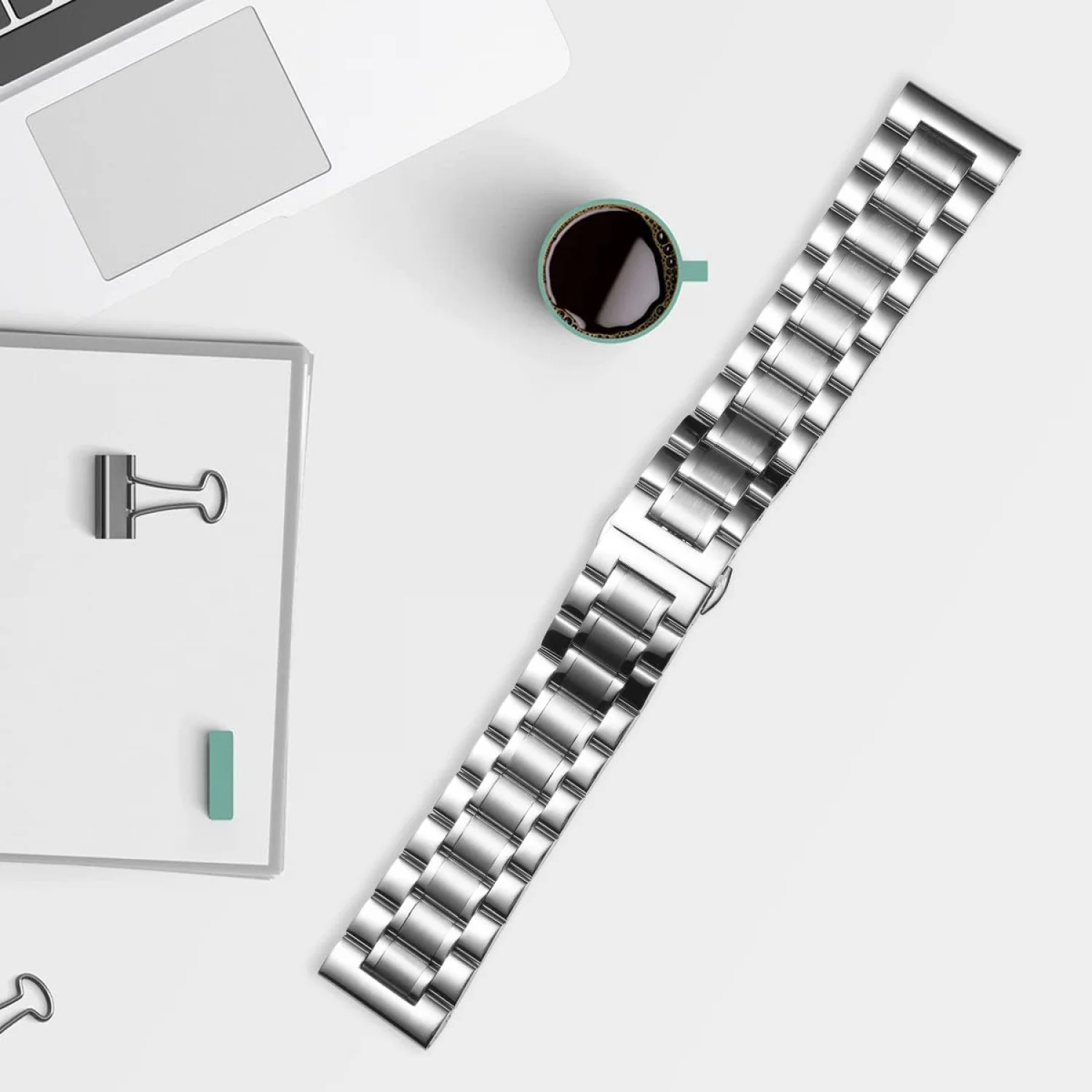 Stainless Steel Watch Bands with Straight & Curved End 5 Color(Gold, Sliver, Black, Rose Gold, Gold-Silver Two Tone) Size(15mm) Valentine Gifts