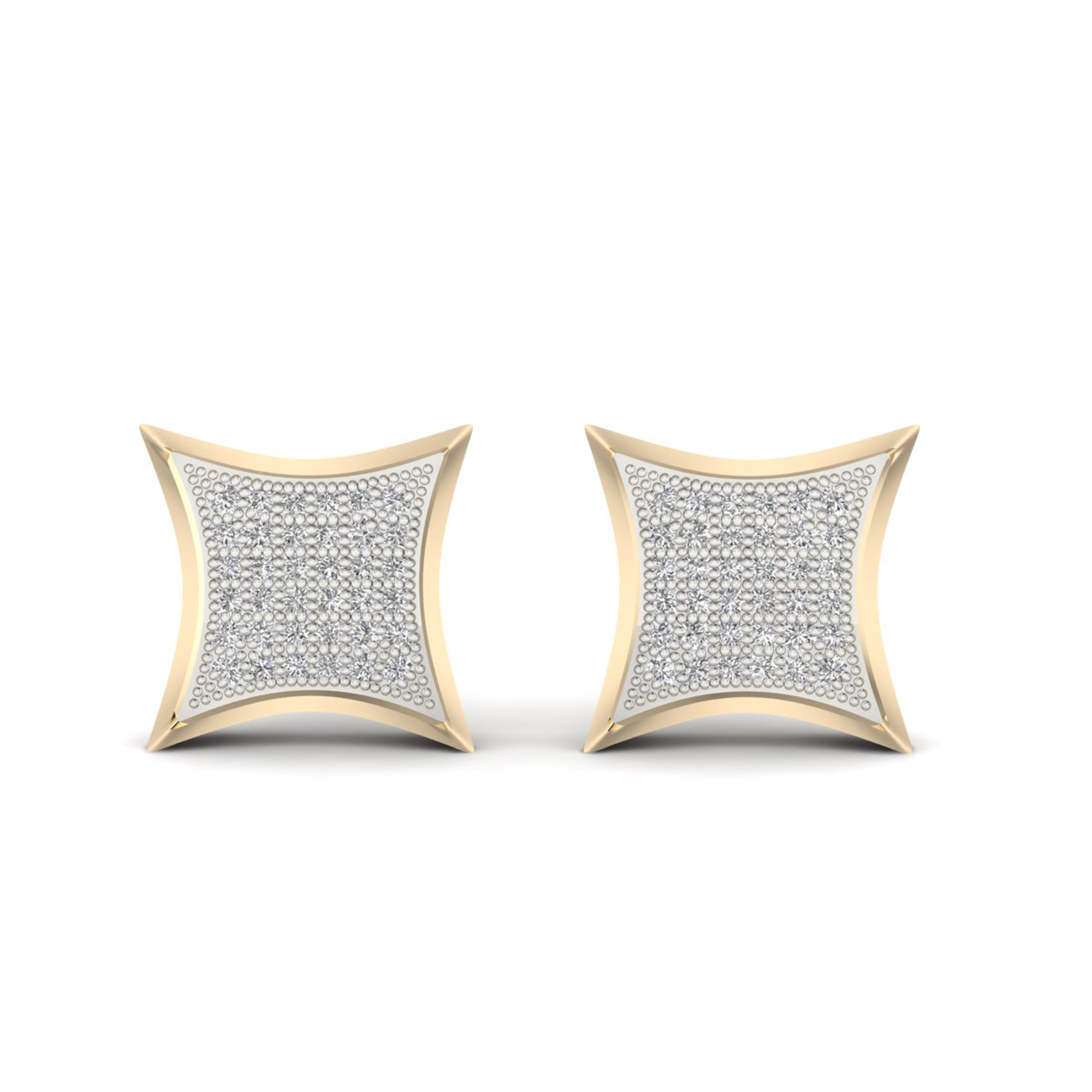 1/4ct TW Diamond 10K Yellow Gold Kite Shape Cluster Stud Earrings