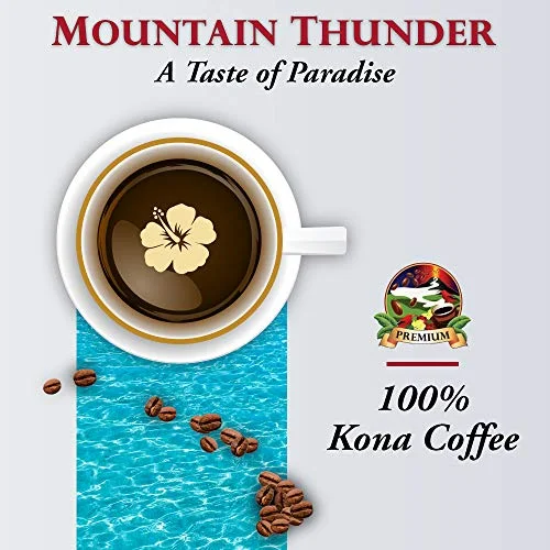 100% Kona Premium Coffee - 1 Pound Premium Gourmet Vienna Roast Whole Bean by Mountain Thunder Coffee Plantation
