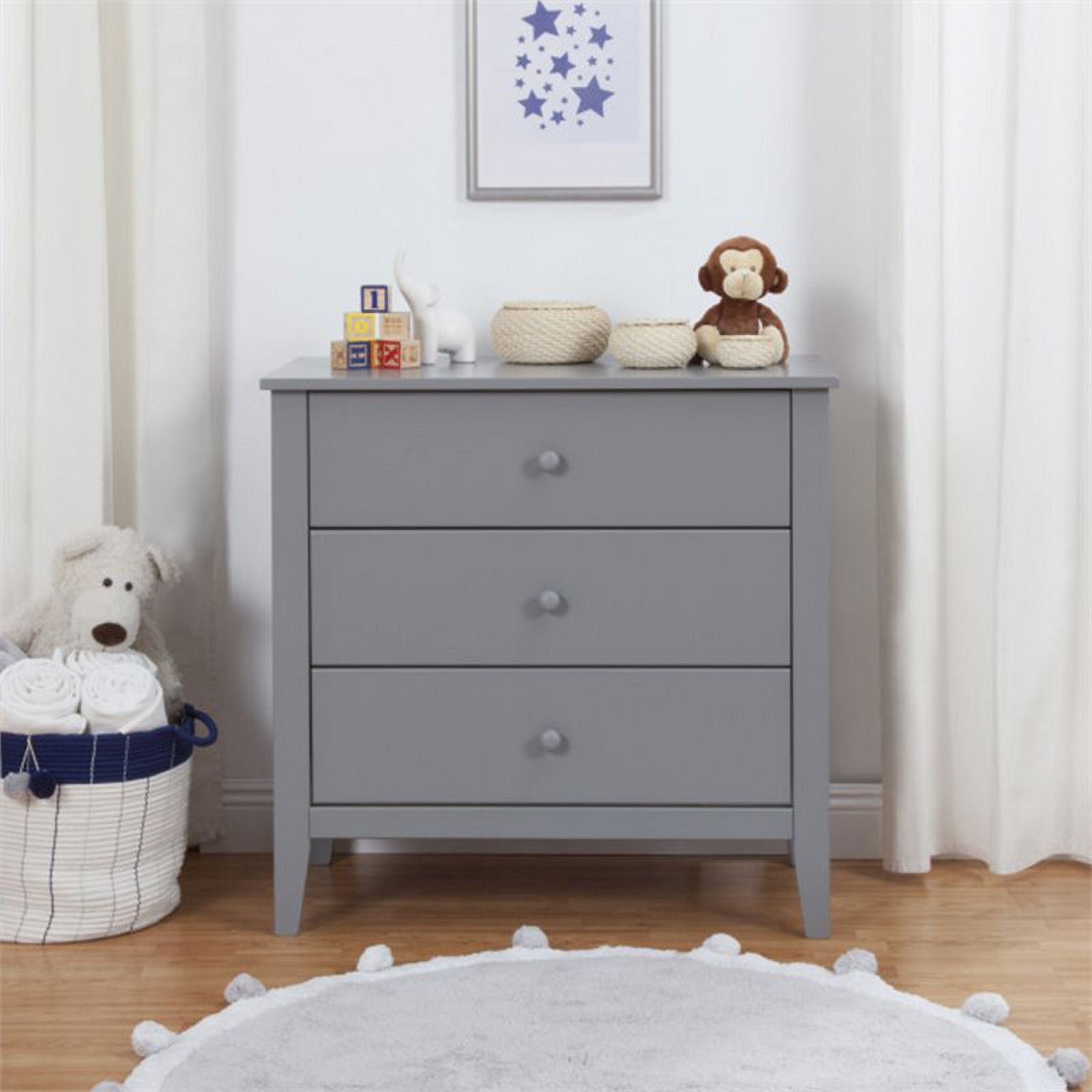 4-in-1 Convertible Crib and Dresser with Removable Changing Tray Set in Gray