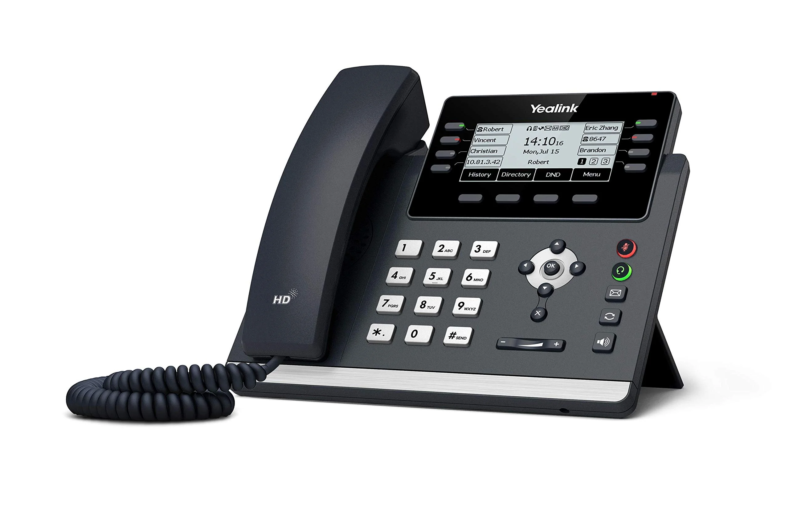 Yealink T43U IP Phone, 12 VoIP Accounts. 3.7-Inch Graphical Display. Dual USB 2.0, Dual-Port Gigabit Ethernet, 802.3af PoE, Power Adapter Not Included (SIP-T43U)