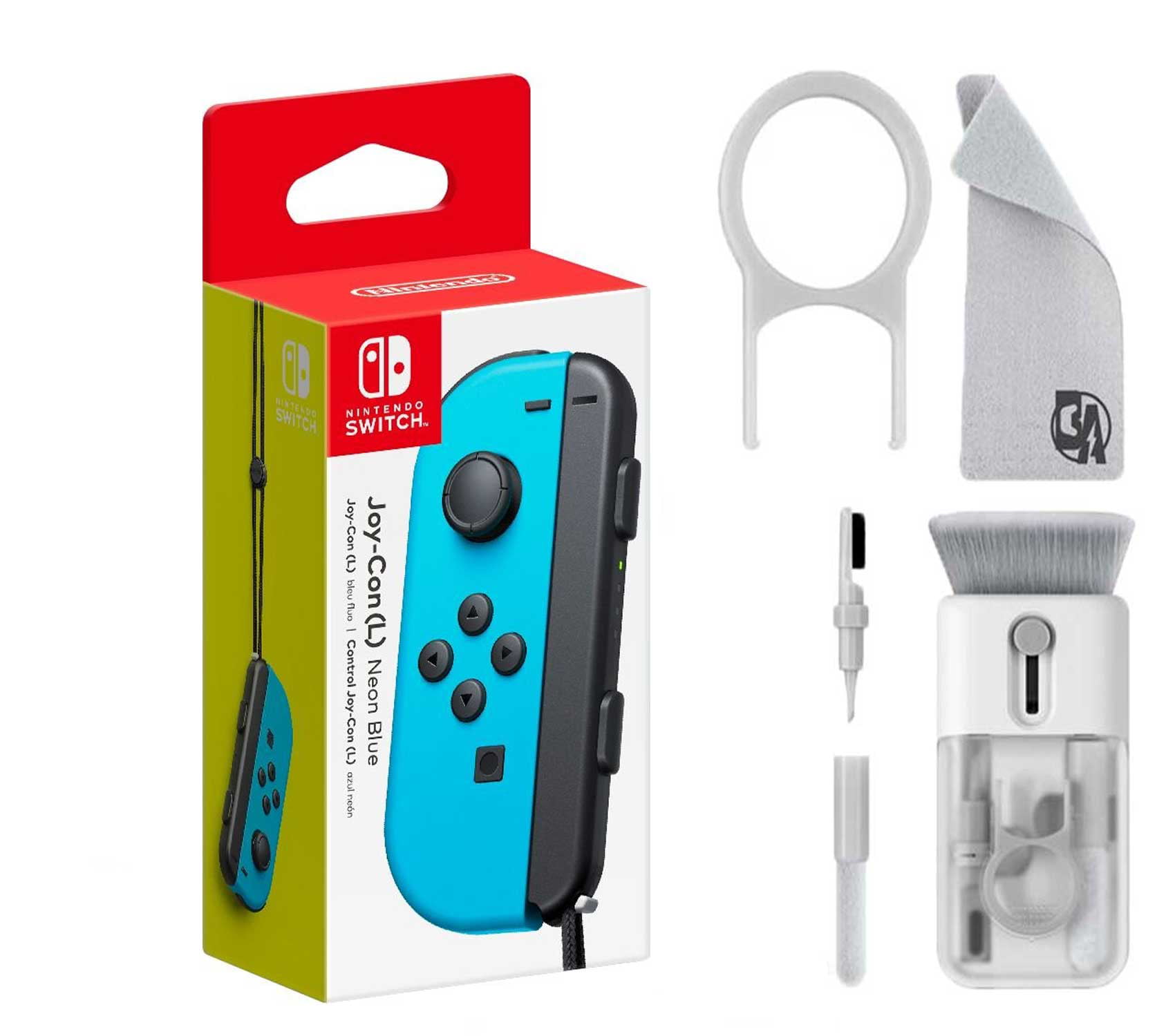 Nintendo - Joy-Con (L) - Neon Blue With Cleaning Electric kit Bolt Axtion Bundle Like New