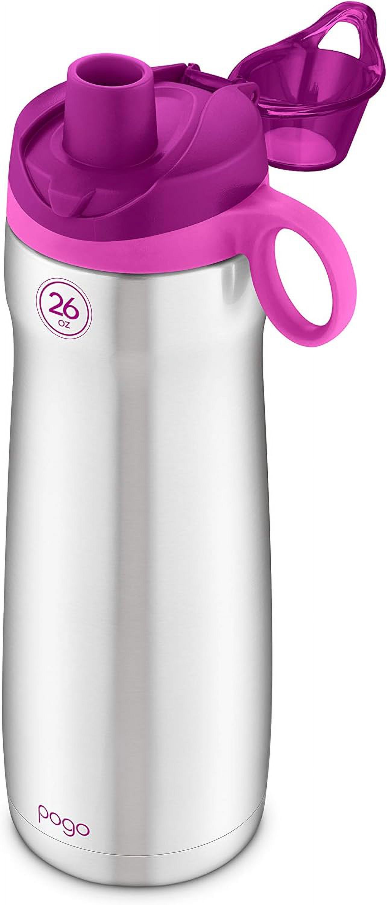 Pogo Vacuum Insulated Stainless Steel Water Bottle with Leak Proof Chug Lid and Silicone Carry Loop - 26oz