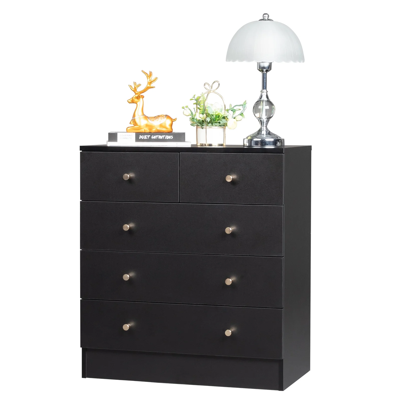 Modern Simple 5-Drawer Dresser Black