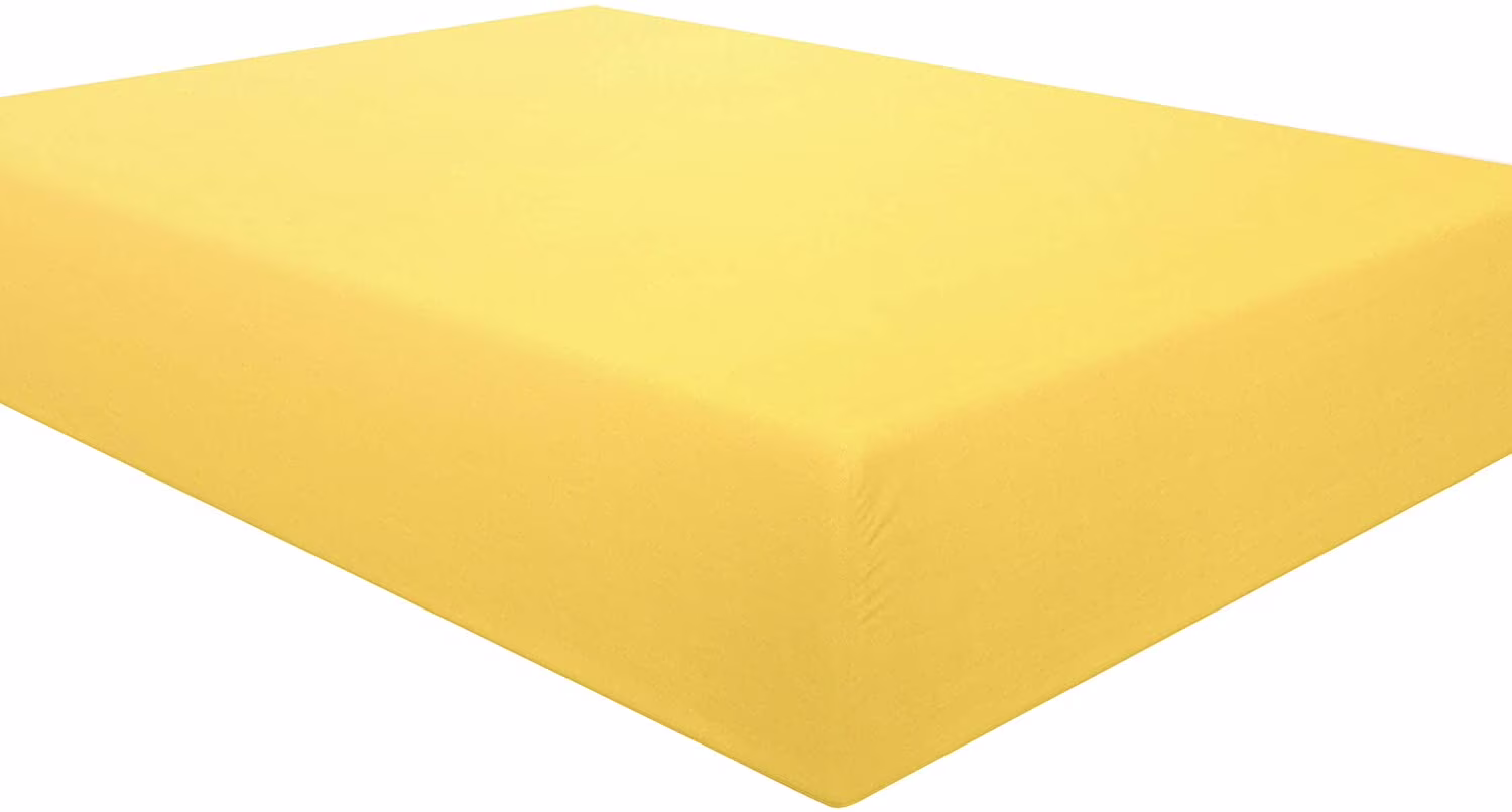 Amay 800 TC 100% Organic Cotton Emperor Size 1Pc Fitted Sheet ( 84X84 ) Fits Mattress Upto 8-10 inches, Yellow Solid