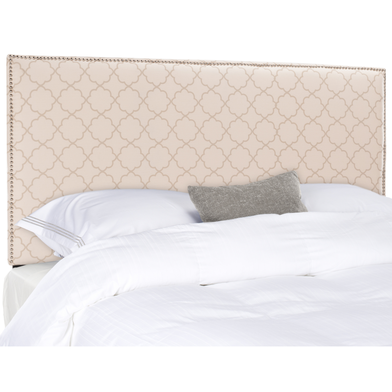 SAFAVIEH Sydney Headboard Silver Nail Head Pink / Beige Queen