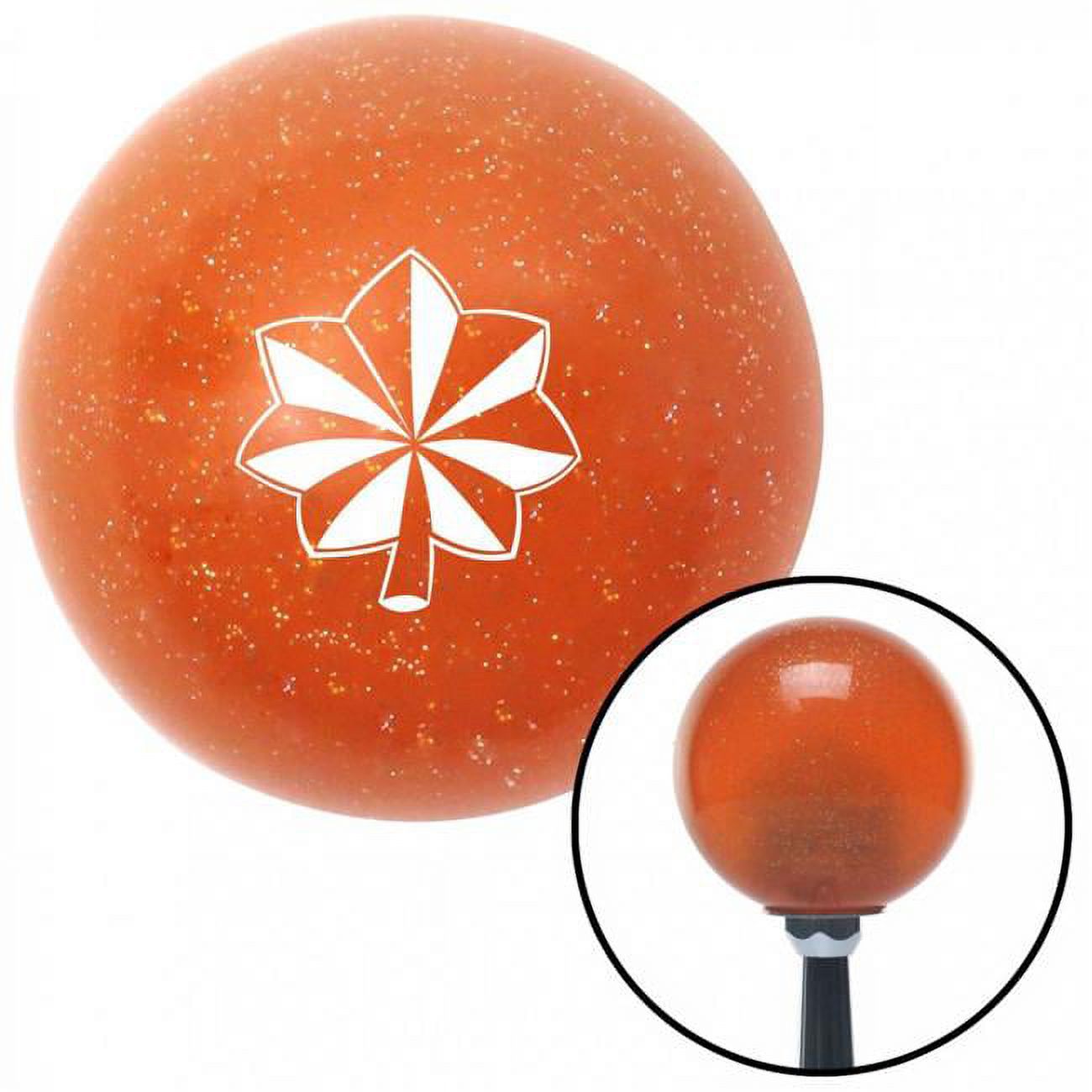American Shifter  White Major & Lieutenant Colonel Orange Metal Flake Shift Knob with M16 x 1.5 Insert Brody