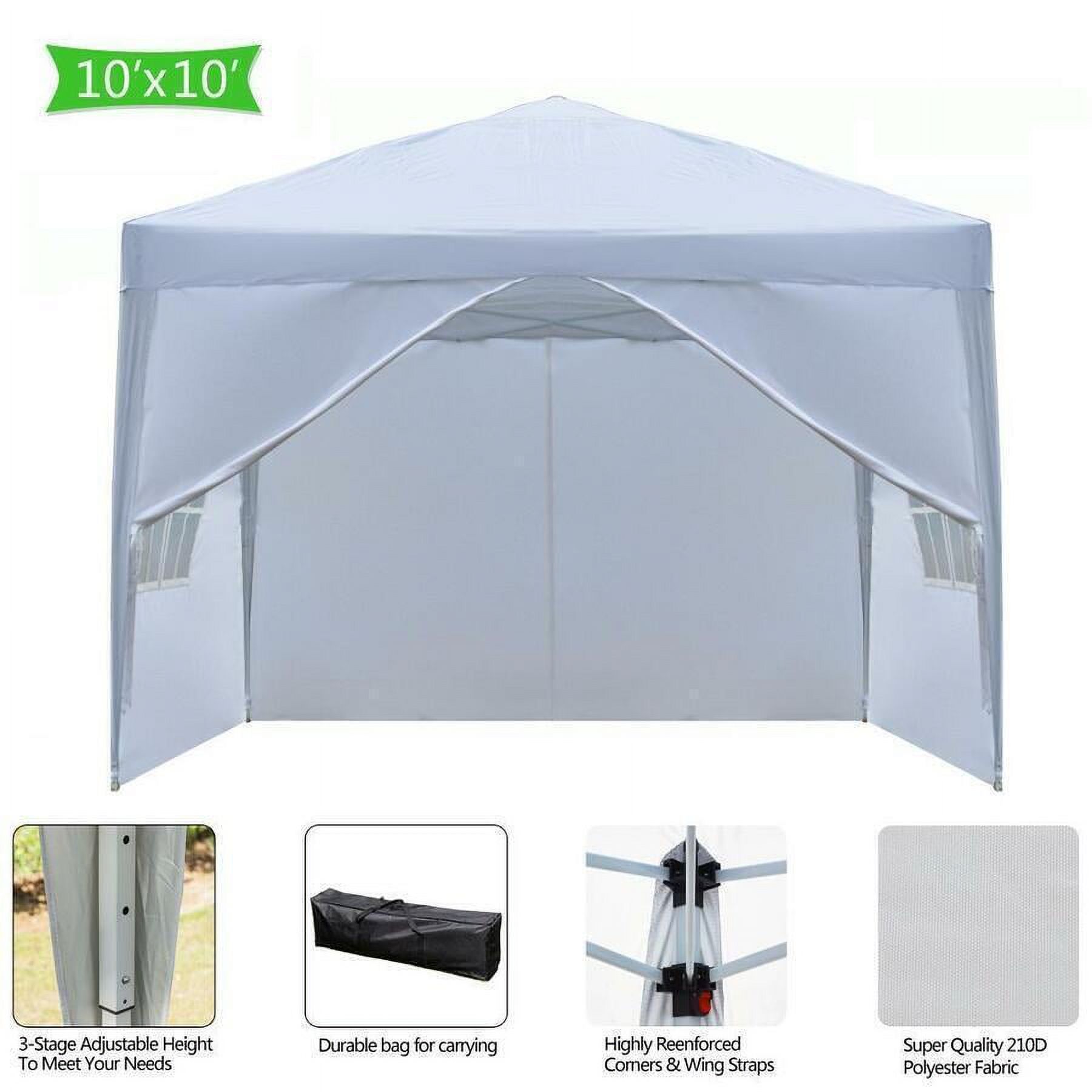 Ft Ez Pop Up Party Tent, White Folding Outdoor Canopy Gazebo, 10 X 10