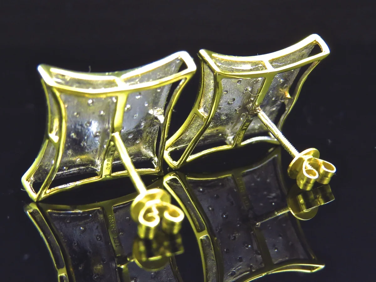 Square Kite Diamond Stud Earrings Plated In Yellow Gold (13.5MM .33ct)