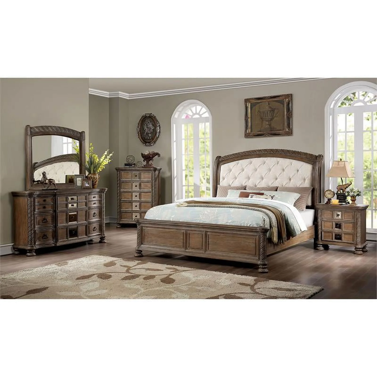 Furniture of America Racha Transitional Wood 9-Drawer Dresser in Natural Tone