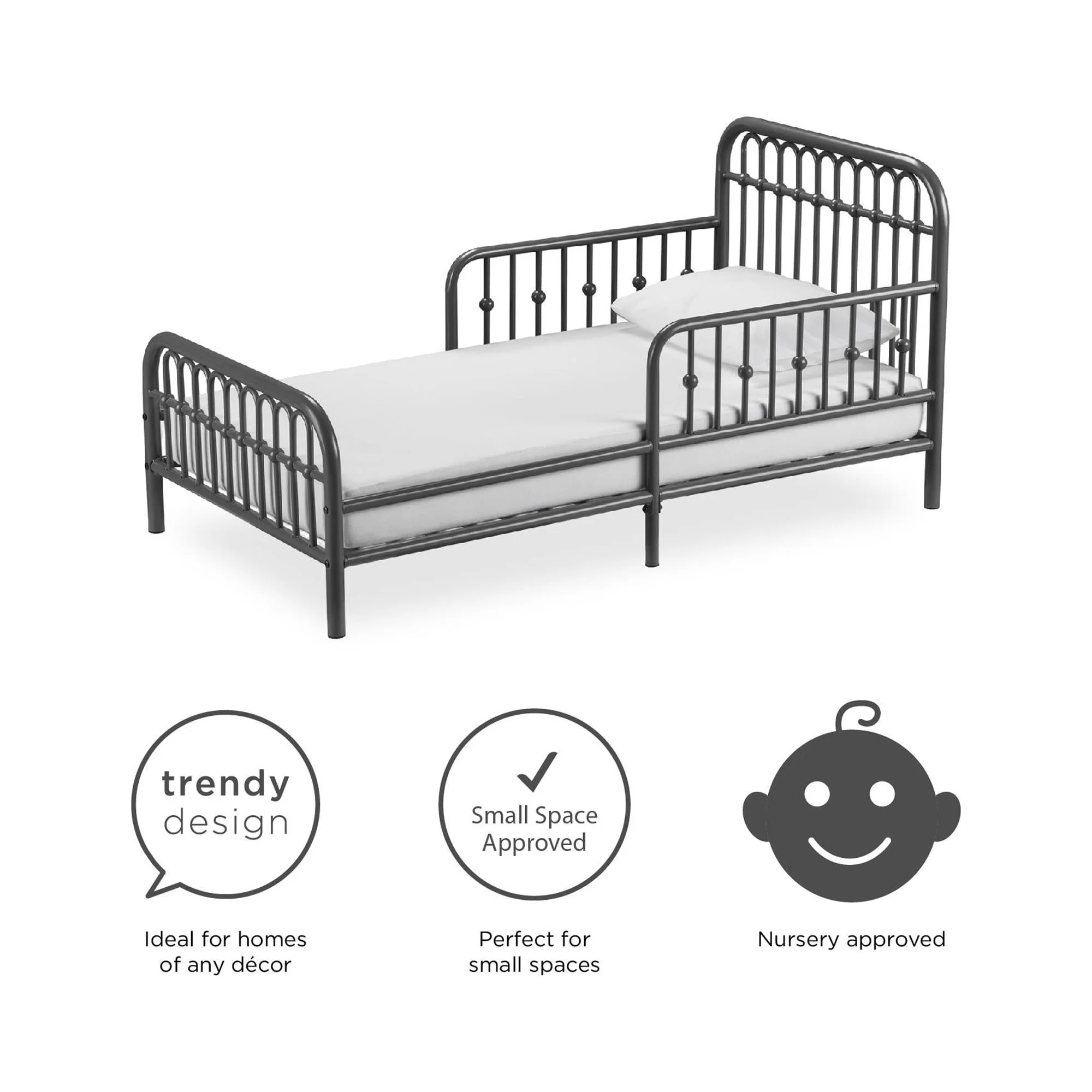 Little Seeds Monarch Hill Ivy Metal Toddler Bed, Graphite Gray