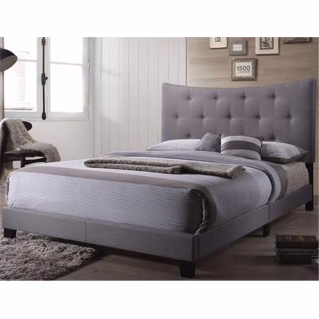 Venacha Bed - Gray Fabric - Queen