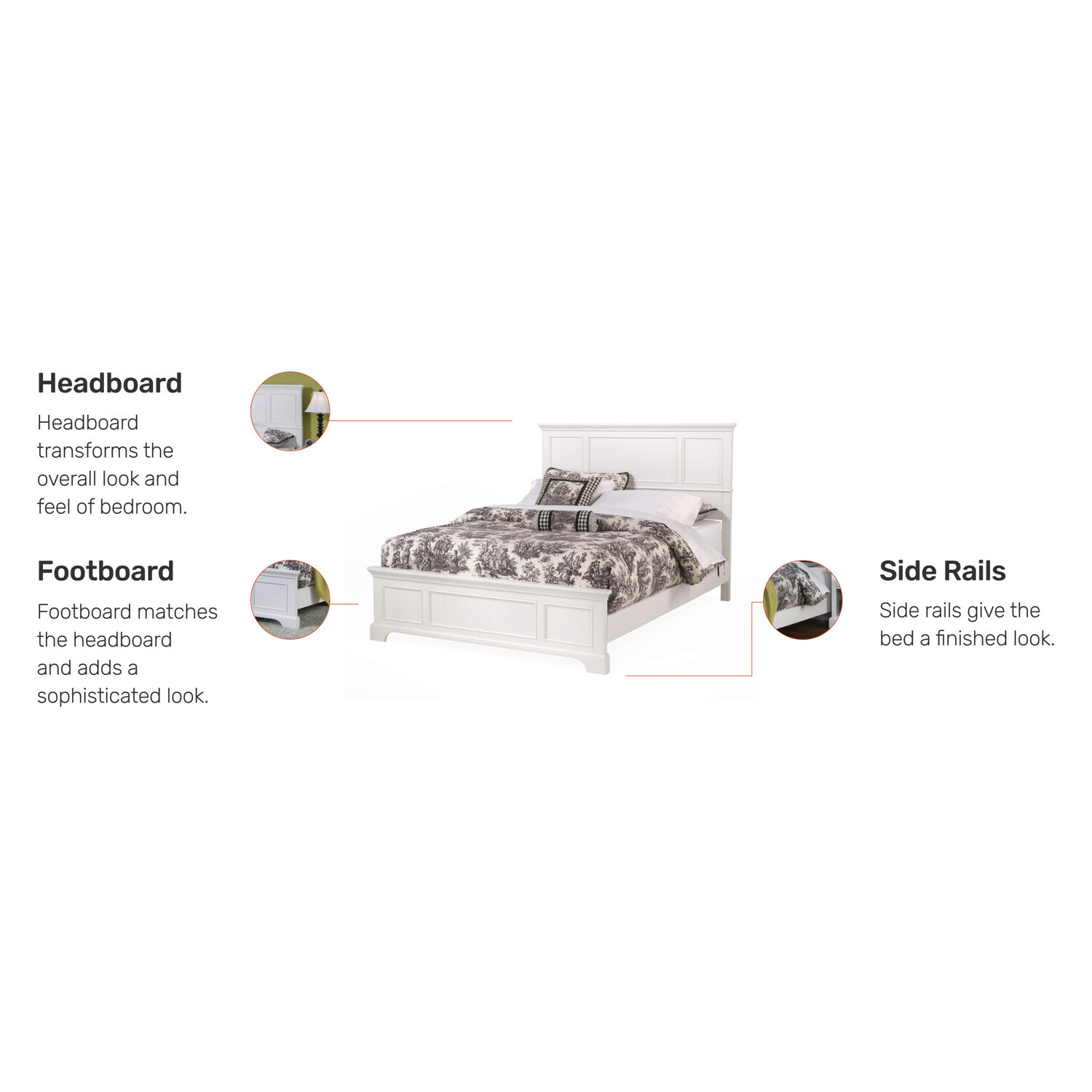 Homestock Rustic RefinementOff White Wood Queen Bed