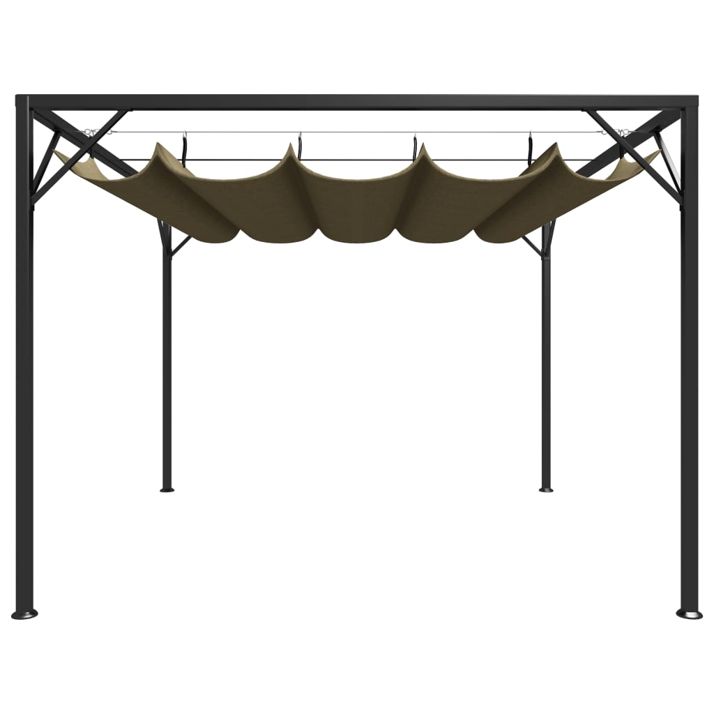 Garden Gazebo with Retractable Roof 9.8'x9.8' Taupe 0.6 oz/ft2