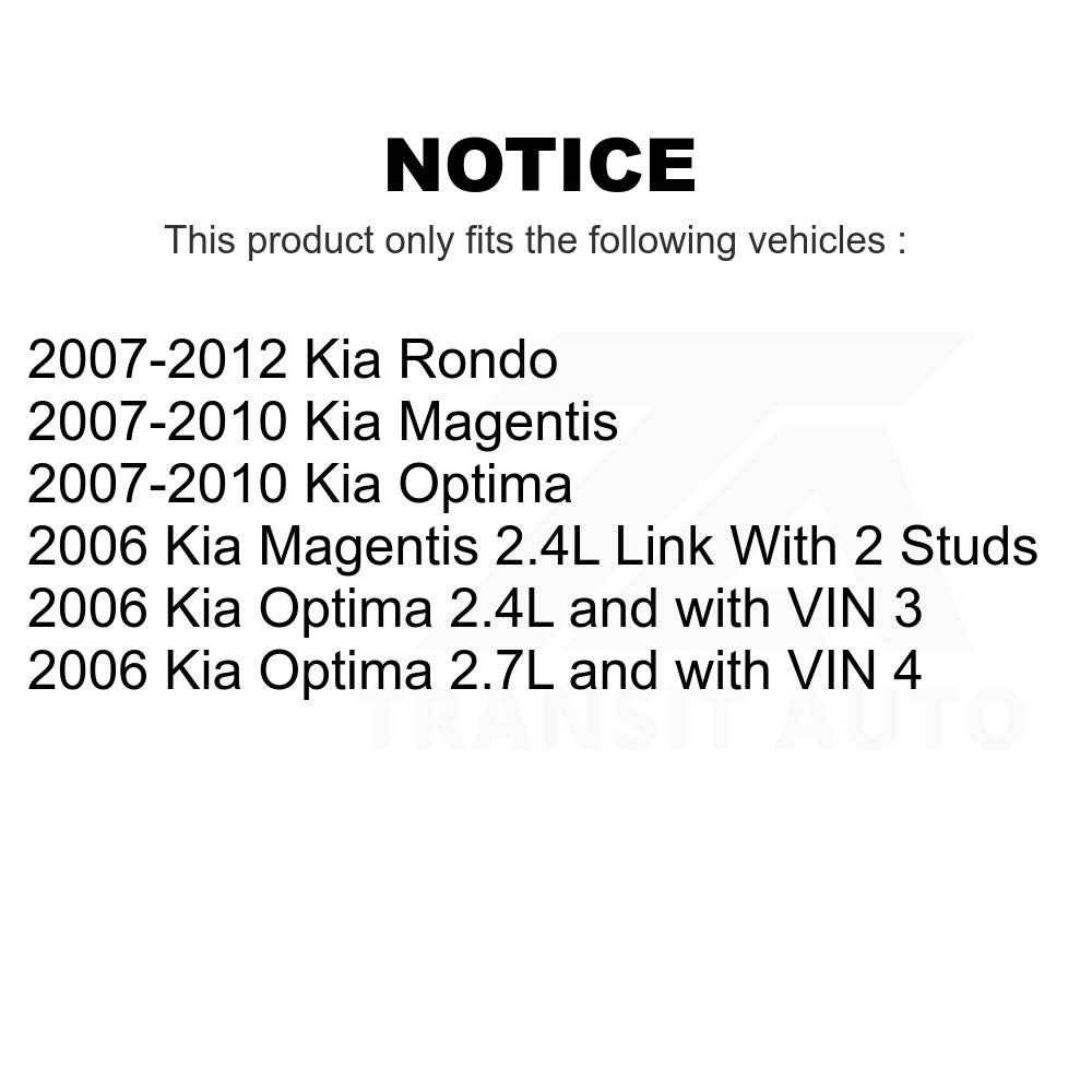 Transit Auto - Front Wheel Bearing And Suspension Link Kit For Kia Optima Rondo Magentis K7T-100928