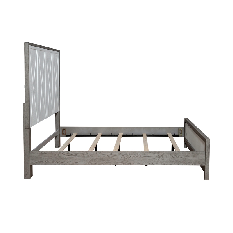 Palmetto Heights Queen Panel Bed in Shell White and Driftwood Finish