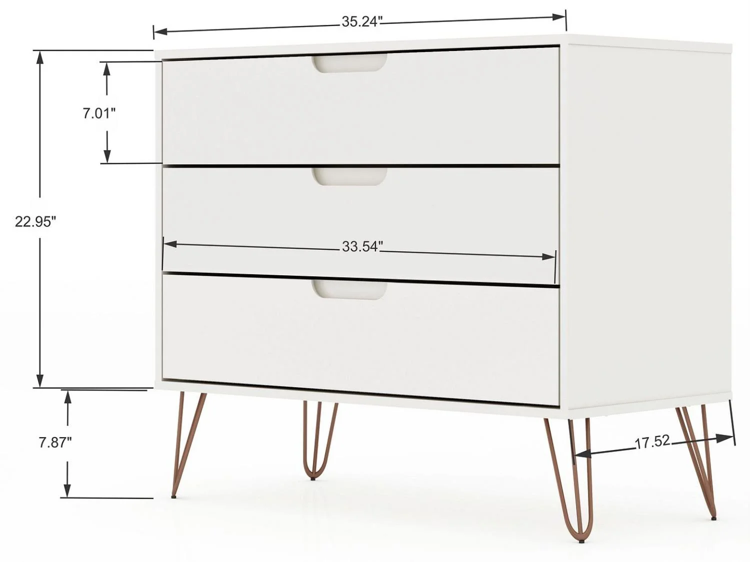 Rockefeller 3-Drawer Dresser (Set of 2)