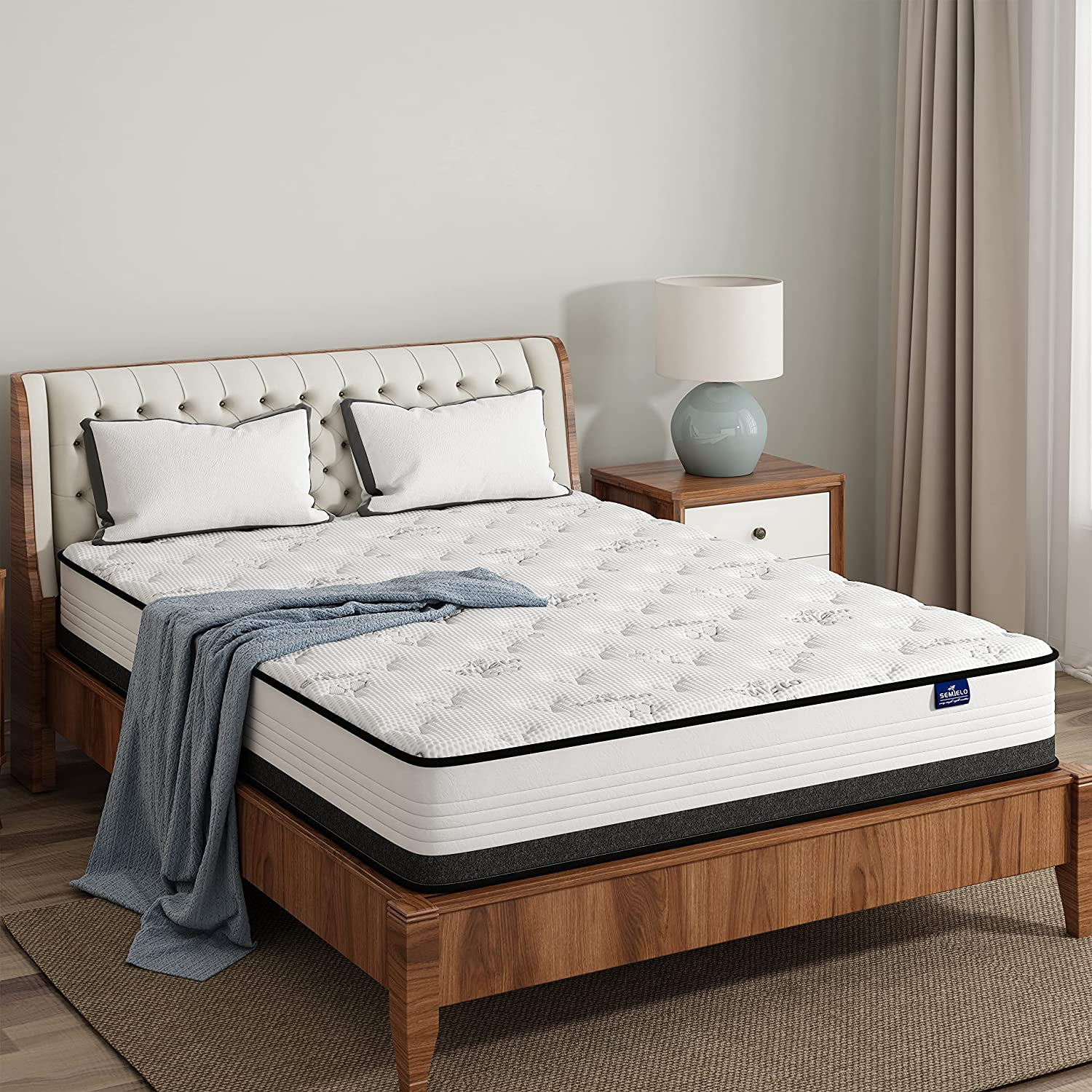 SEMIELO 12 Inch Twin Size Mattresses in a Box Medium Firm Hybrid Mattress with Memory Foam & Individually Wrapped Coils