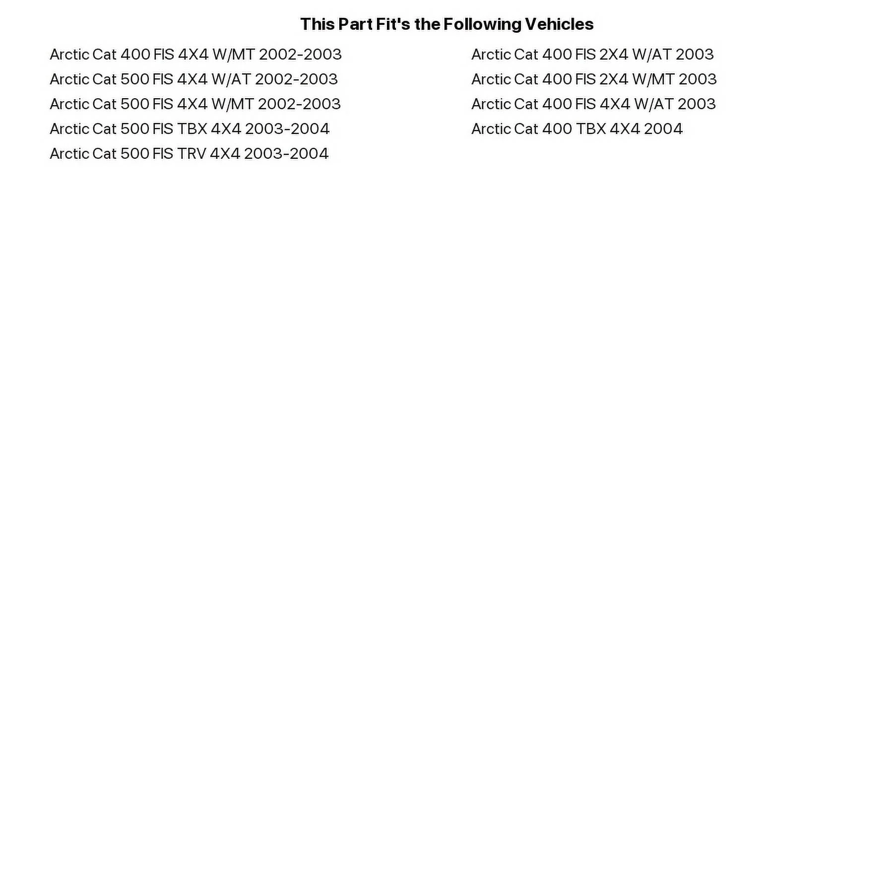 All Balls Racing Rear Independent Suspension Kit For Arctic Cat 400 FIS 2x4 w/AT