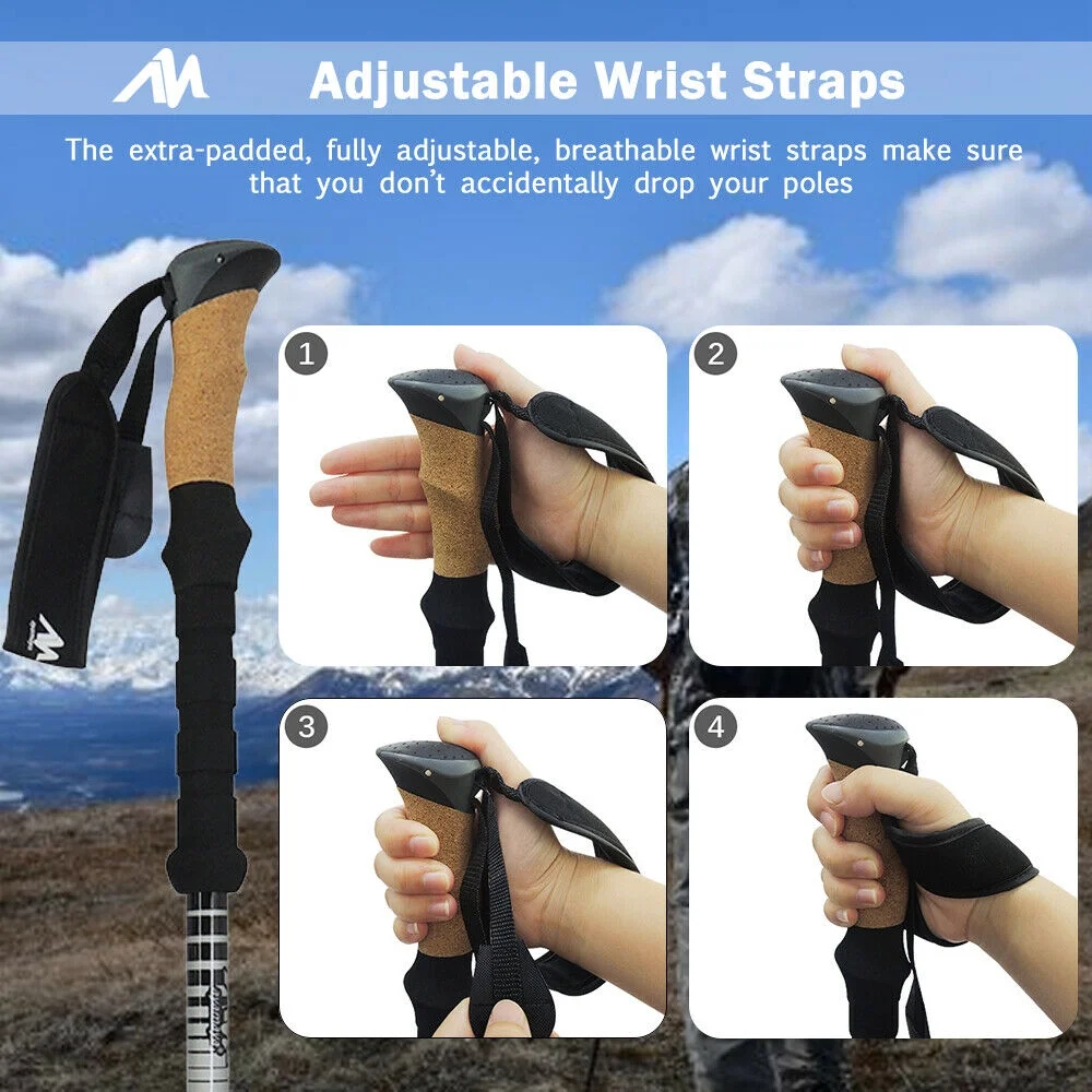 IClover Trekking Walking Hiking Sticks Poles Anti-Shock Adjustable Alpenstock