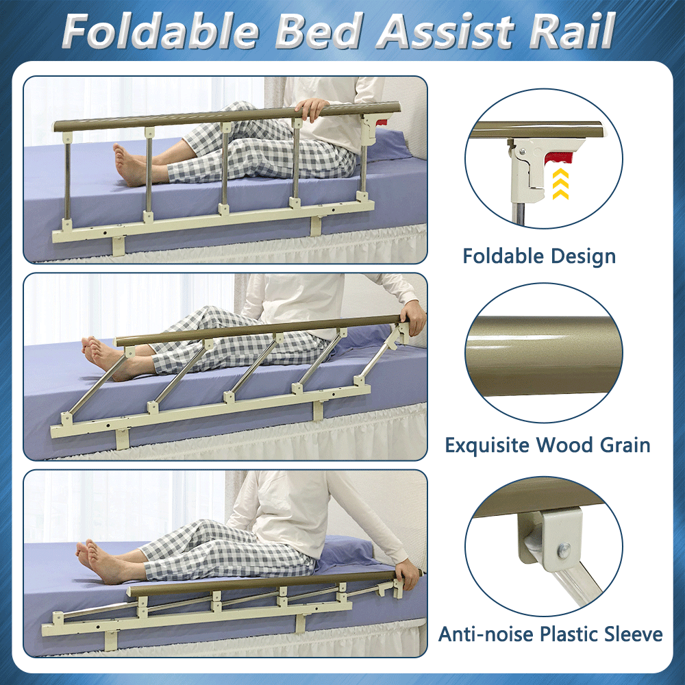 Bed Rail Guard Side Rails for Elderly Adults Seniors Assist Safety Handle Bedside Grab Bar Handicap Bed Railings Cane Care Equipment Home Medical Folding Handles