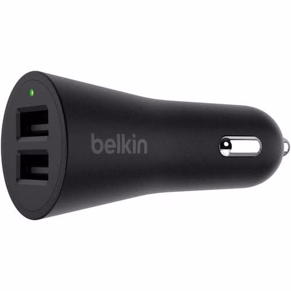 Belkin BOOSTUP 2-Port USB Type-A Car Charger, Black