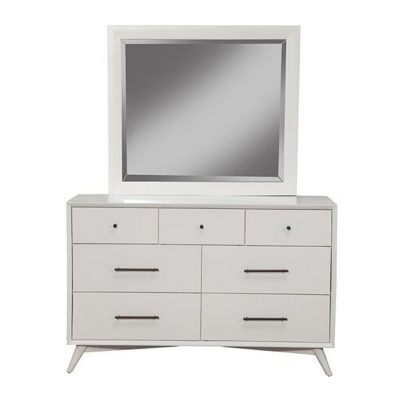 HomeRoots 524146 56 in. White Solid Wood Seven Drawer Double Dresser