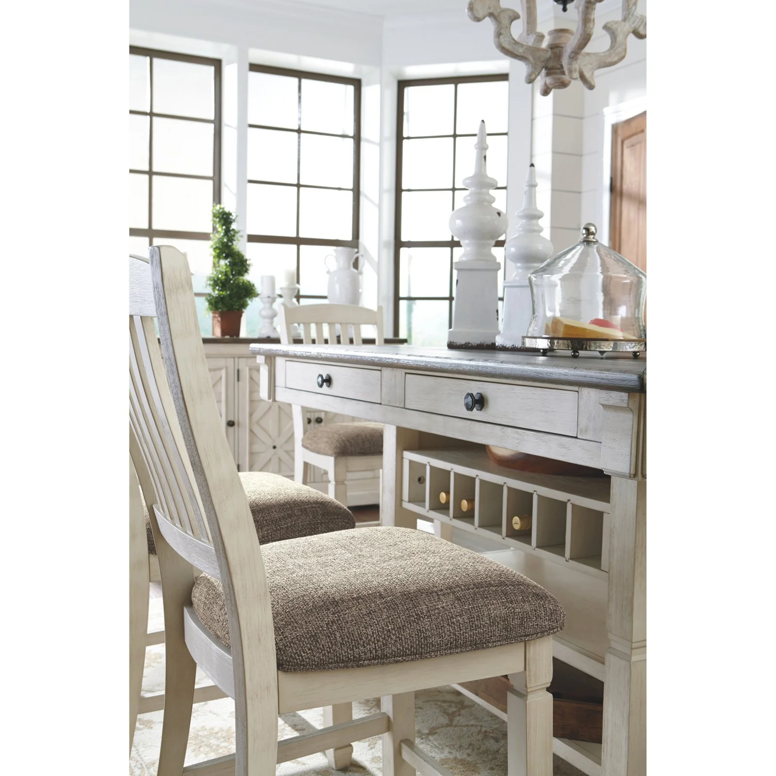 Ashley Bolanburg Engineered Wood Counter Height Dining Table in Two-Tone