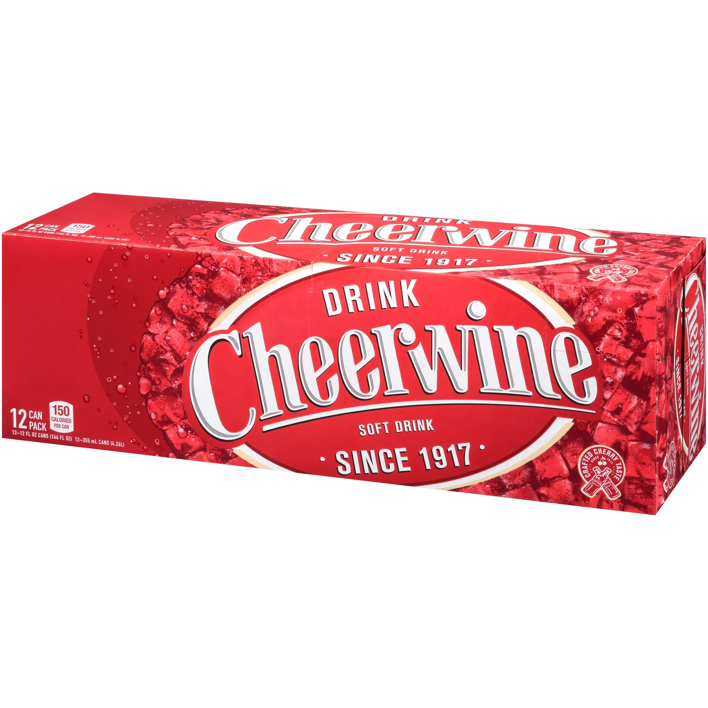 Cheerwine Uniquely Sparkling Cherry Soft Drink, 12 fl oz, 12-Pack