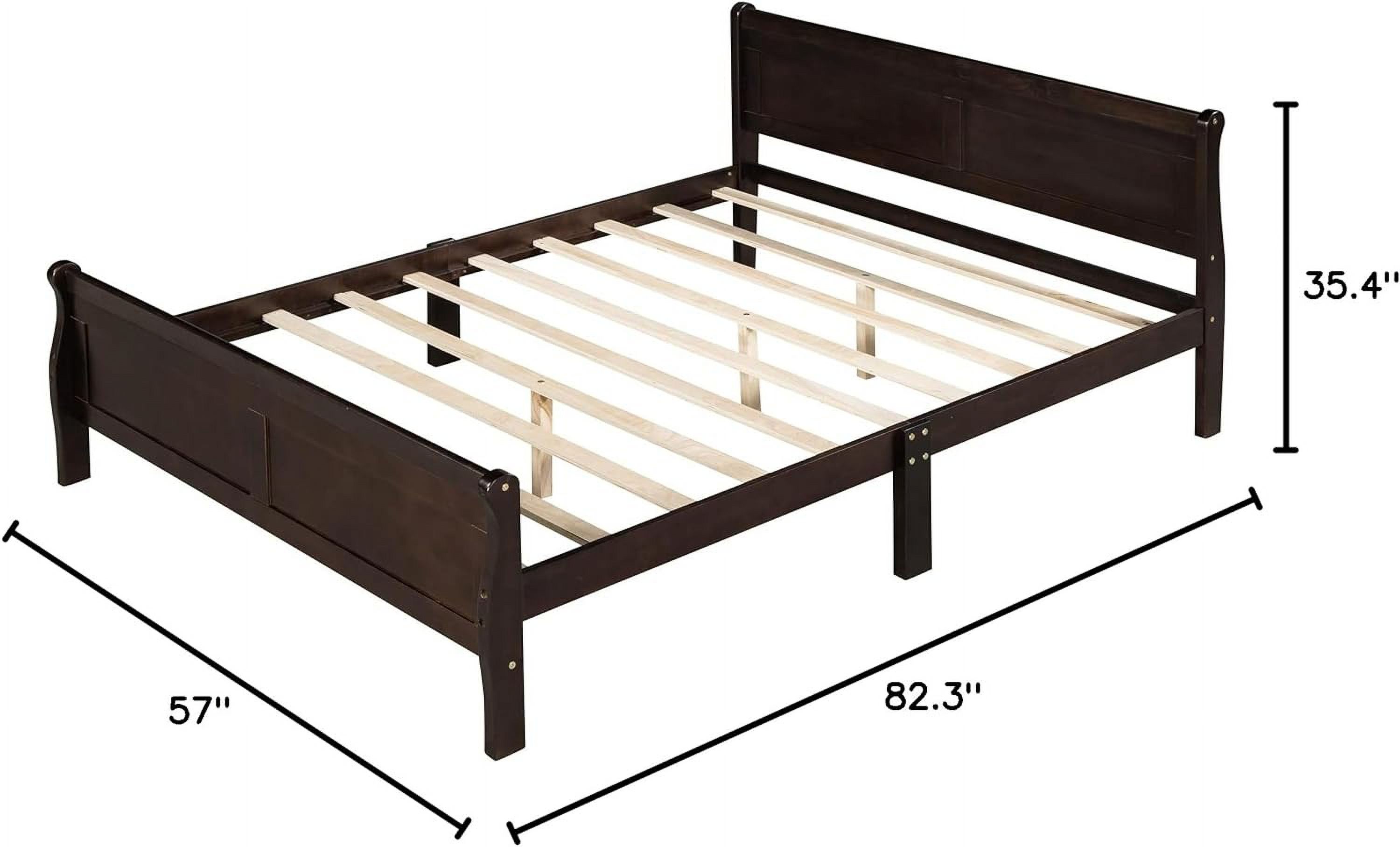 Woode Full Plaform Bed Full Bed Frame Wih Headboard Ad Fooboard, Sleigh Bed Wih Wood Sla Suppor (Full, Espresso)