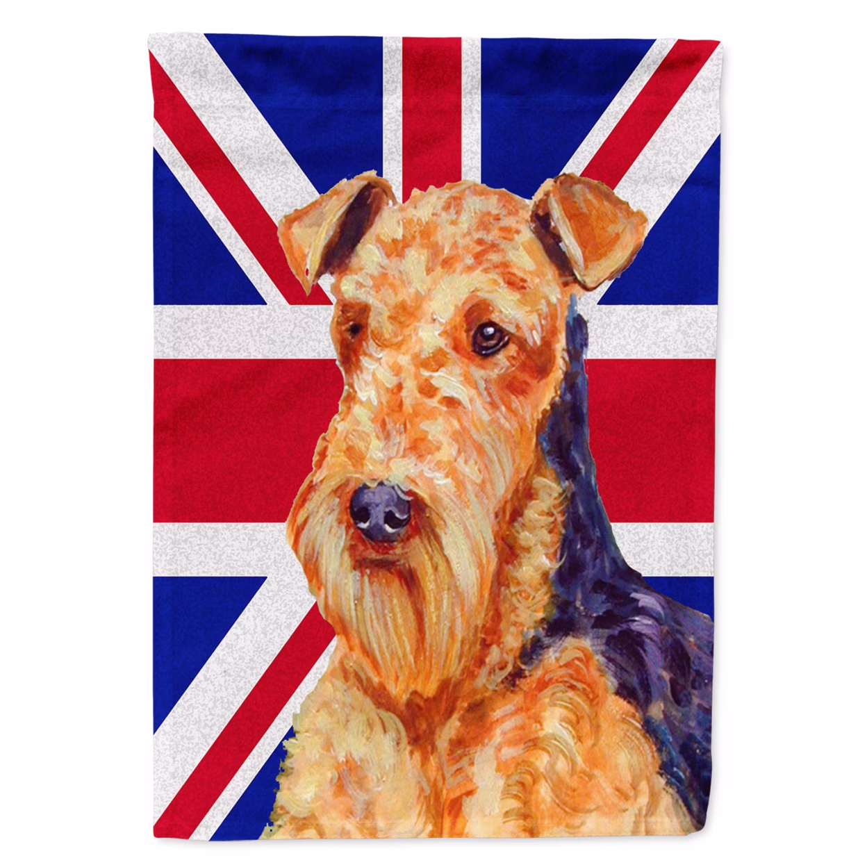 Carolines Treasures LH9488GF Airedale with English Union Jack British Flag Flag Garden Size, Garden Size, multicolor