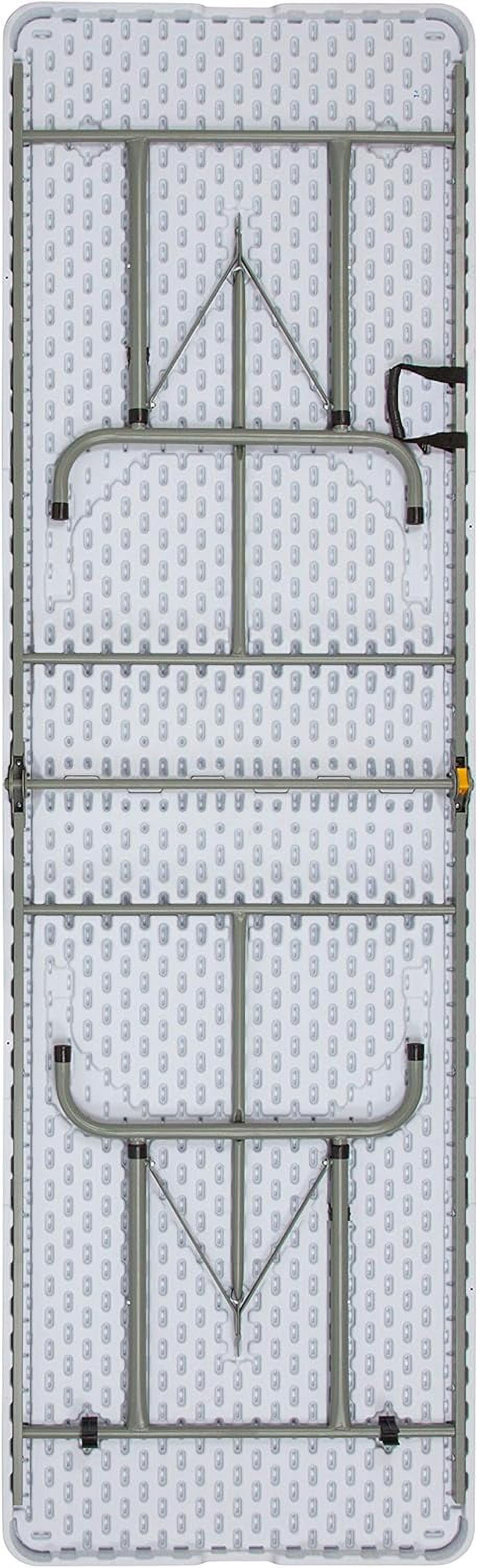 8-Foot Height Adjustable Bi-Fold Granite White Plastic Folding Table with Handle