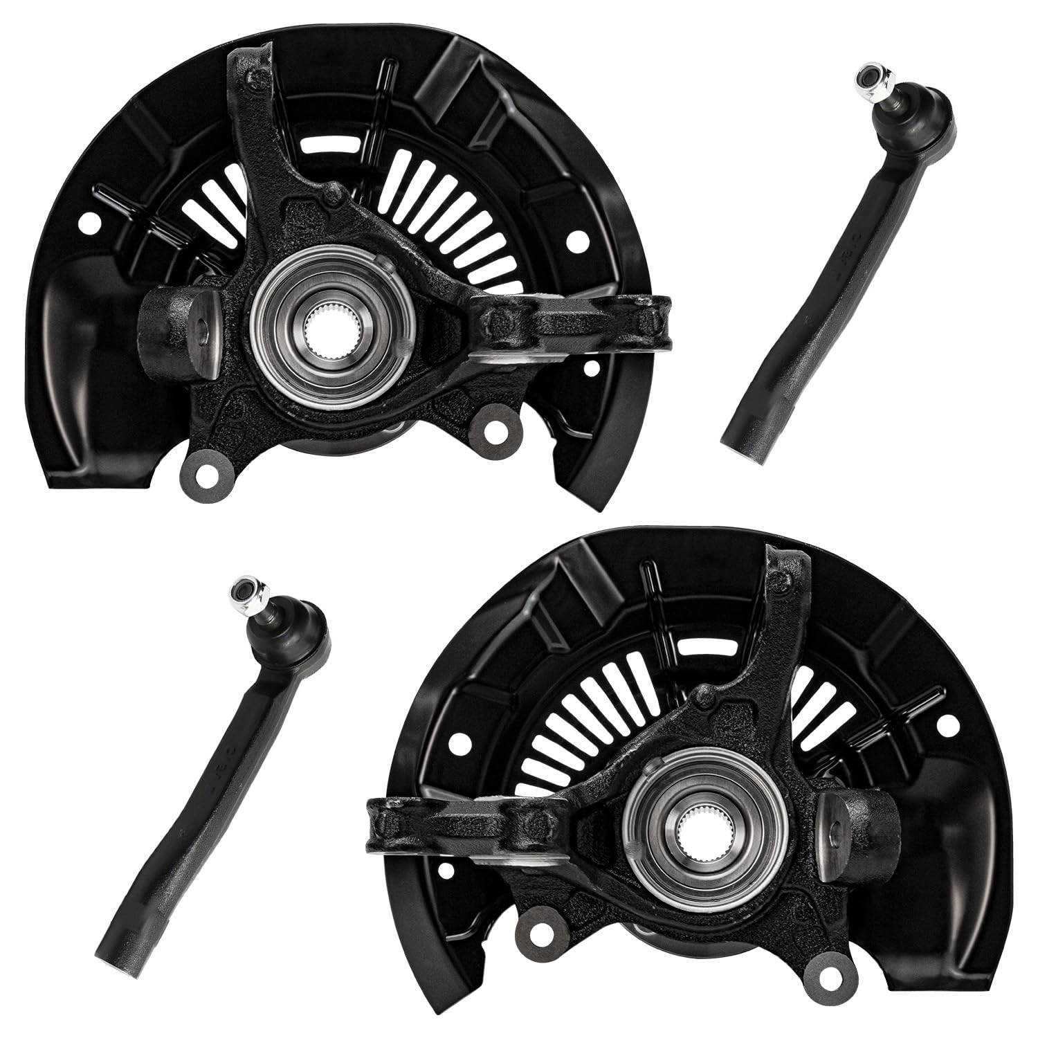 Detroit Axle - FWD Front Steering Knuckles & Wheel Hub Bearings Outer Tie Rod Ends Replacement for 2011-2017 Toyota Sienna - 4pc Set