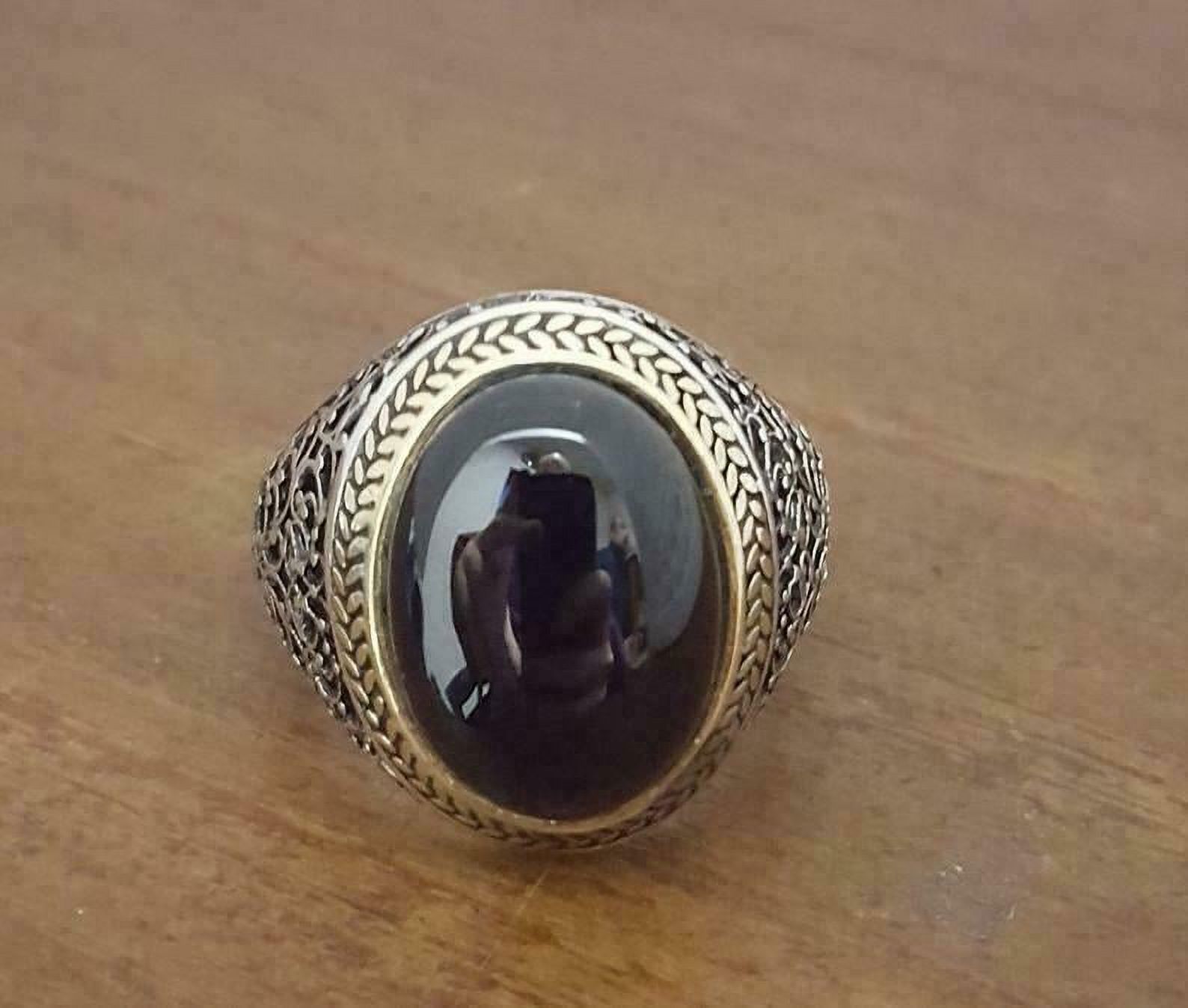 925 Sterling Silver Natural Black Onyx Gemstone Ring Handmade Solitaire Men's Ring