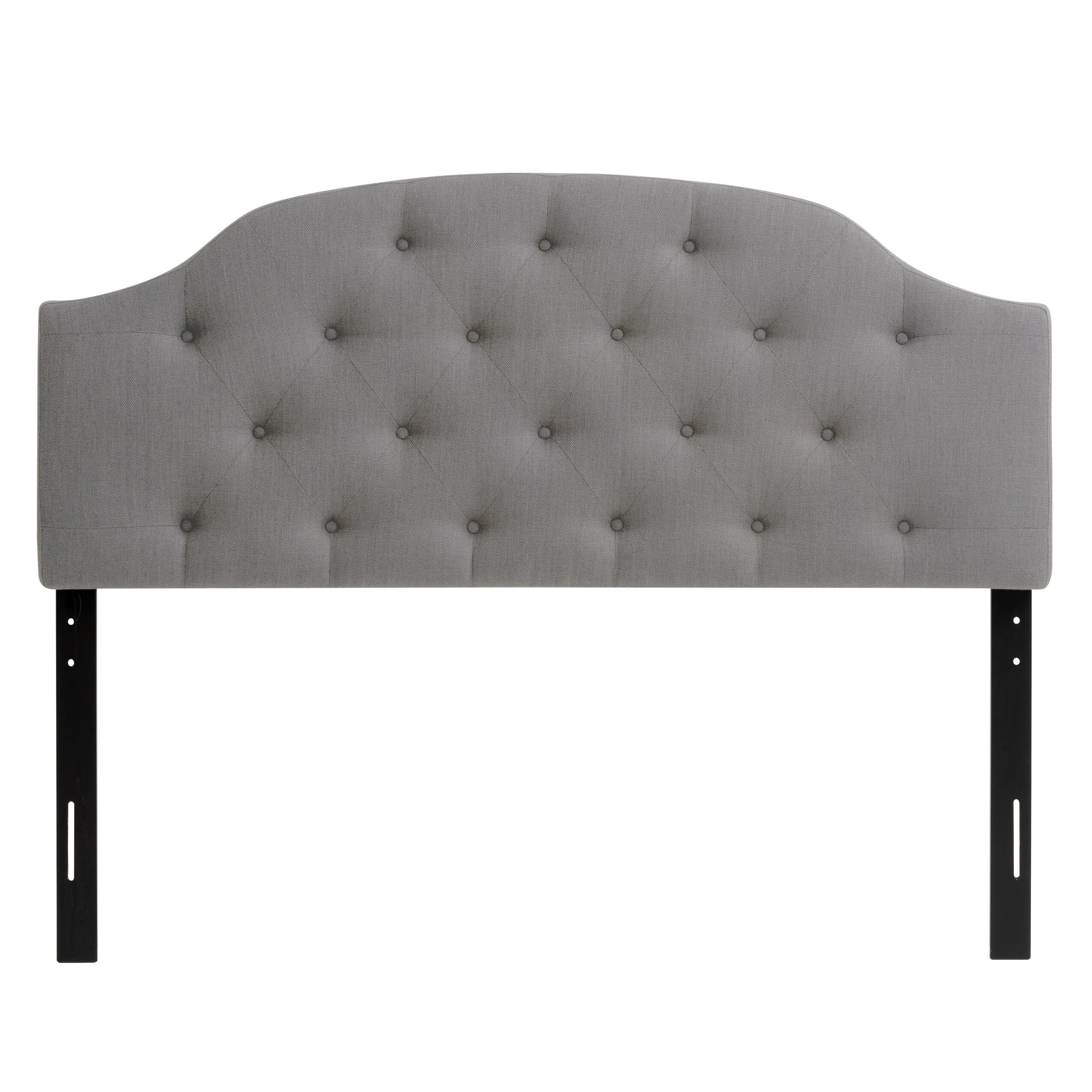 CorLiving  Calera Diamond Tufted Fabric Arched Panel Headboard - Queen Silver