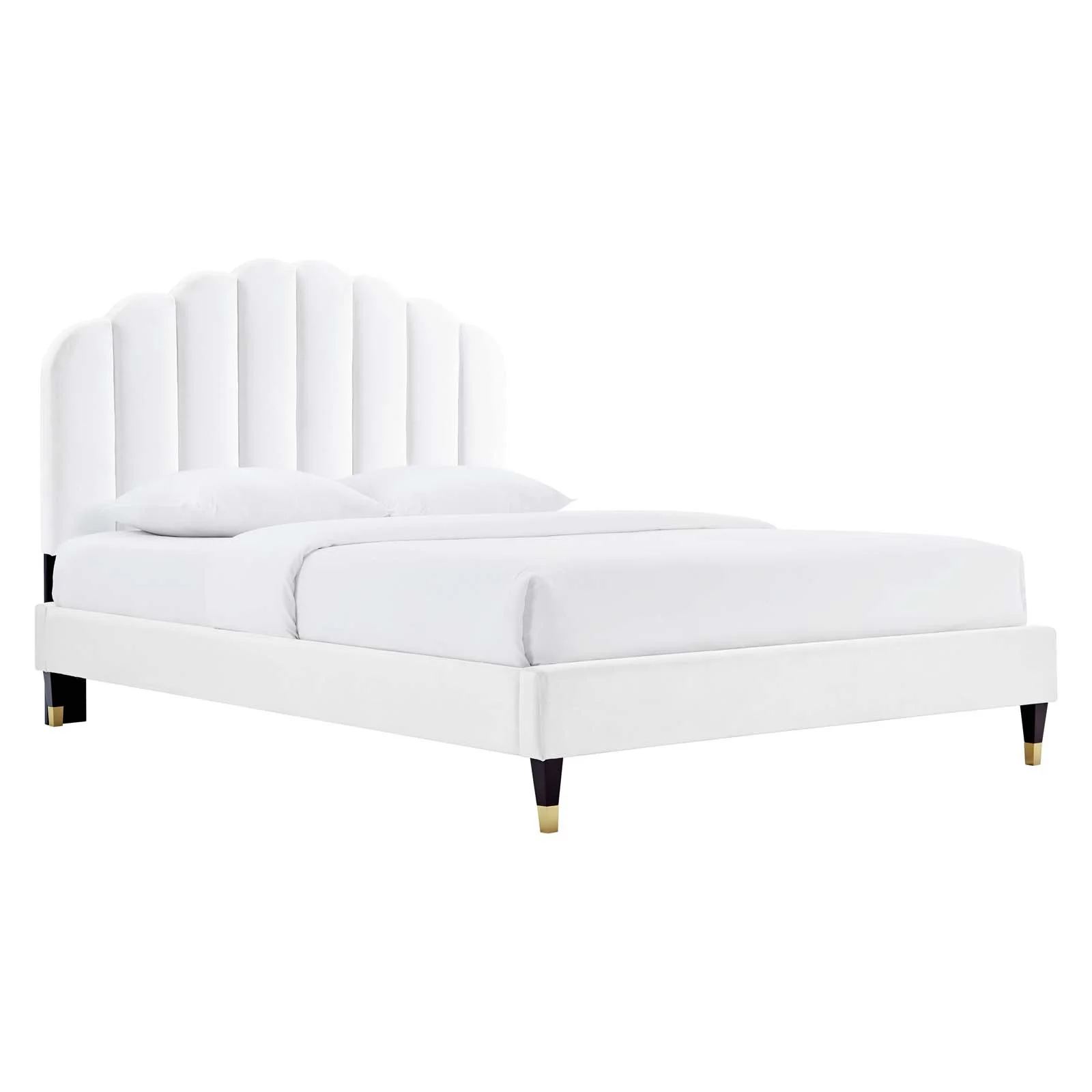 Modway Daisy Performance Velvet Queen Platform Bed in White