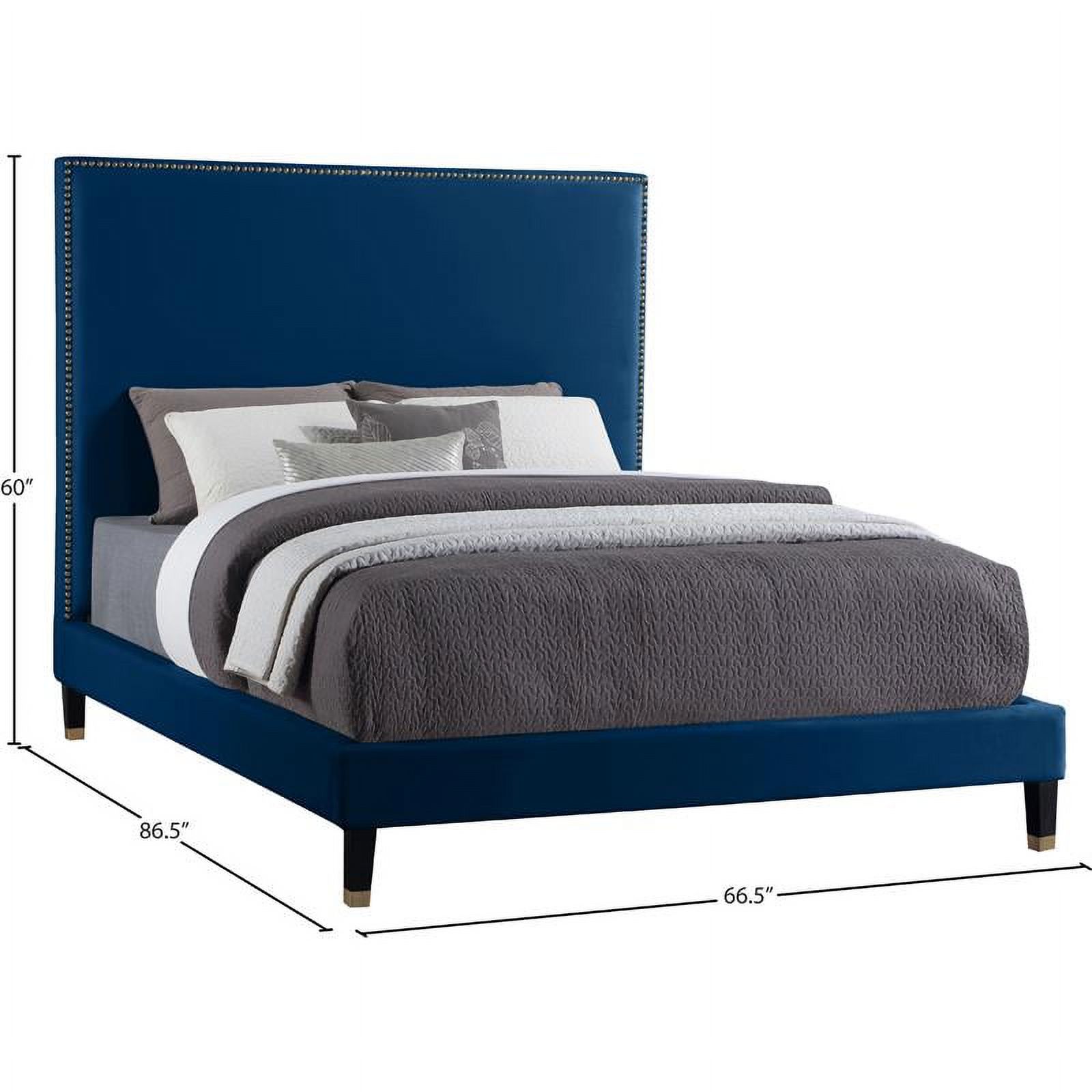 Meridian Furniture Harlie Navy Velvet Queen Bed