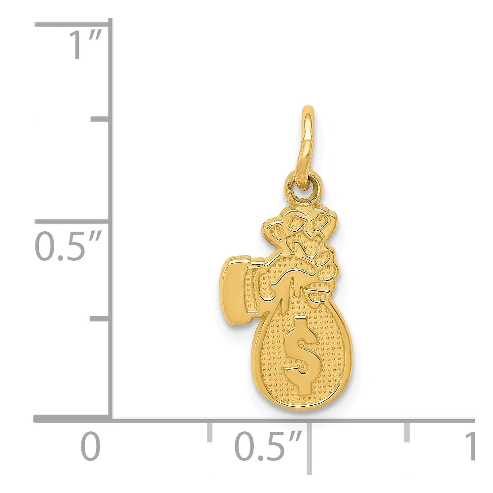 14k Yellow Gold Money Bag Charm Pendant