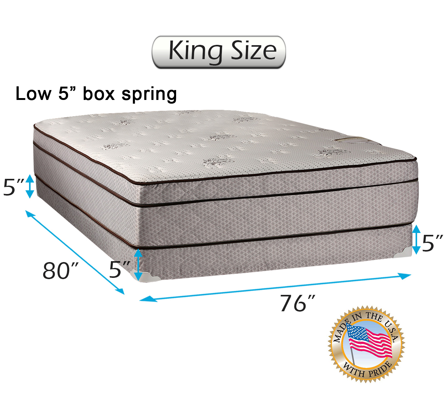 Dream Sleep Fifth Ave Extra Soft Foam Eurotop (PillowTop) King Size Mattress & Low 5