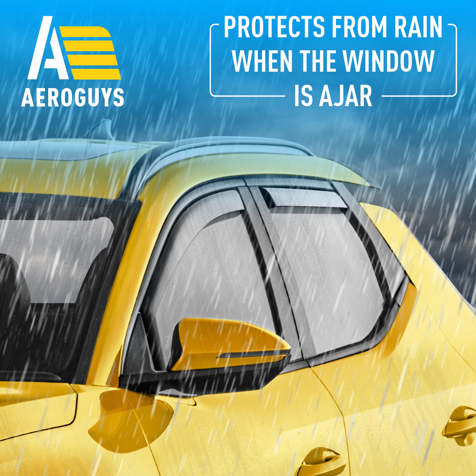 AEROGUYS In-channel Window Deflectors Extra Durable Window Visors Rain Guards Fit for Hyundai Santa Cruz 2022-2024 Hatchback, Sun Visors, Wind Vent Visors, Car Accessories - 4pcs. AG0482